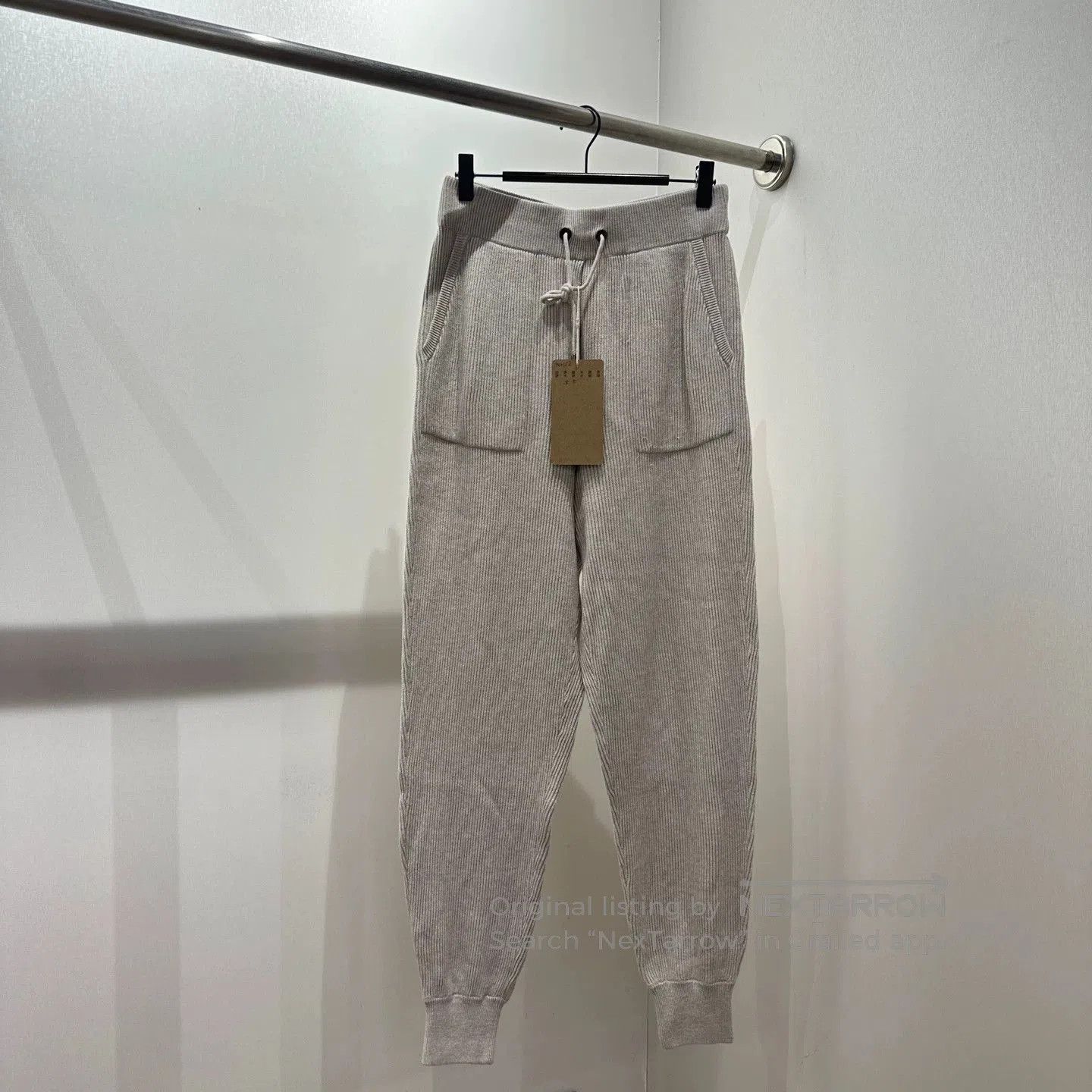 Brunello Cucinelli Beige Ribbed Sweatpants with Drawstring Waist Size 38. Size US 38 / EU 54 - 1 Thumbnail