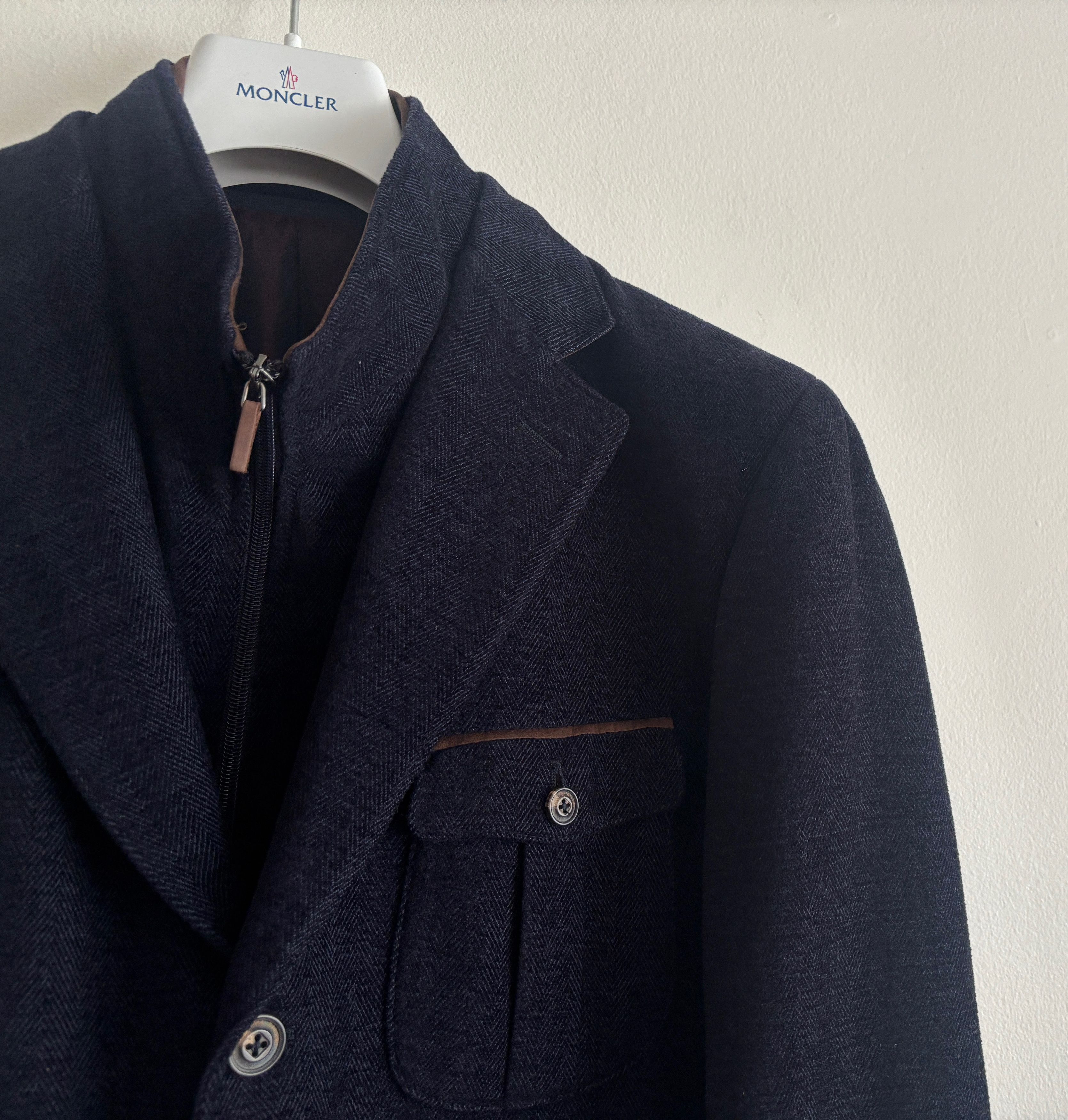 Pal Zileri $1400 Navy Herringbone Wool Hybrid Sport Coat/ Jacket - 44 Size 44R - 2 Thumbnail