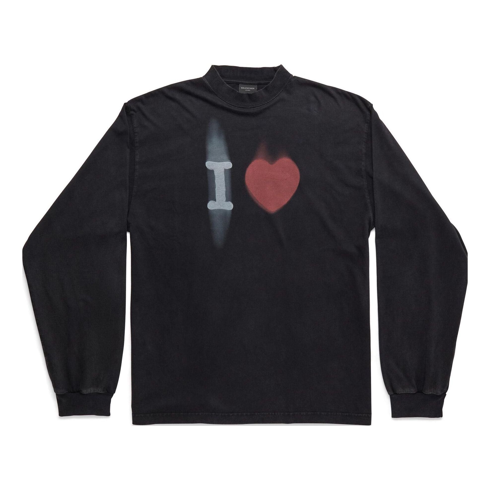 Balenciaga o1s1rm0925 I Love Long Sleeve T-Shirt Medium Fit in Black Size US L / EU 52-54 / 3 - 1 Thumbnail