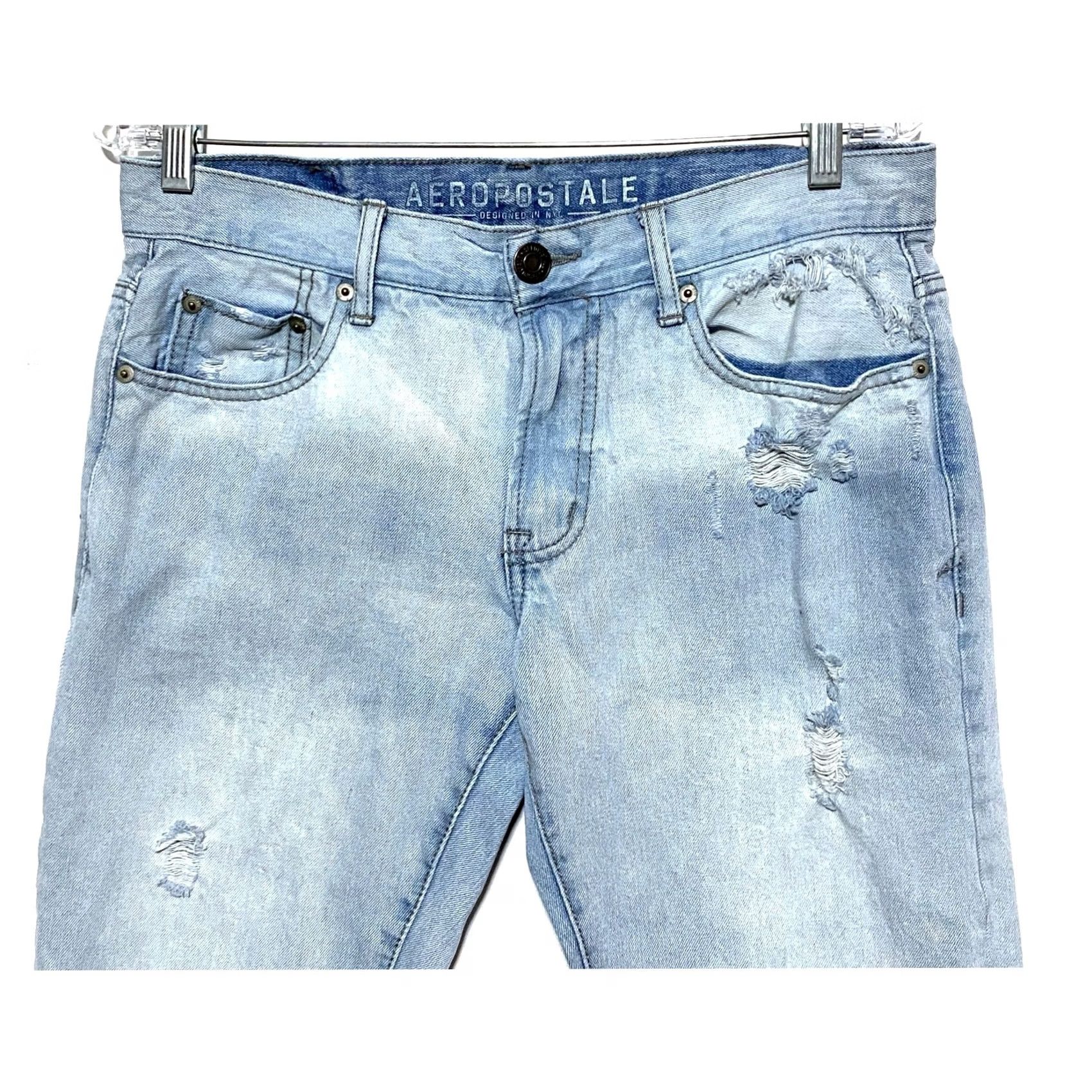 Aeropostale Aeropostale Jeans Slim Straight Leg Light Wash Distressed Mid Rise Mens 30x30 Size US 30 / EU 46 - 3 Thumbnail