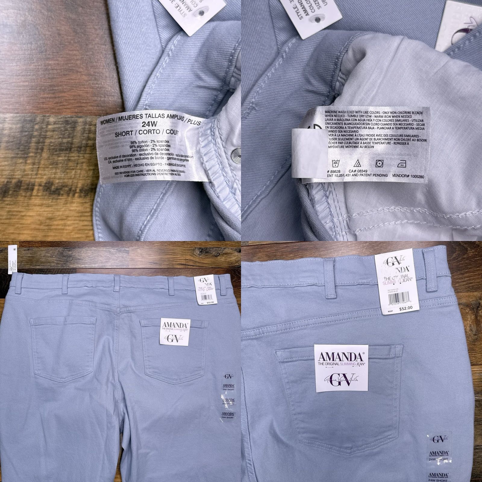 Gloria Vanderbilt Gloria Vanderbilt Amanda Jeans 24W Short Hydra Blue Classic Rise Tapered Leg New Jeans Women Plus 24W Blue 26.5in Inseam Regular Fit Vintage: No Size 42" / US 20 - 8 Thumbnail