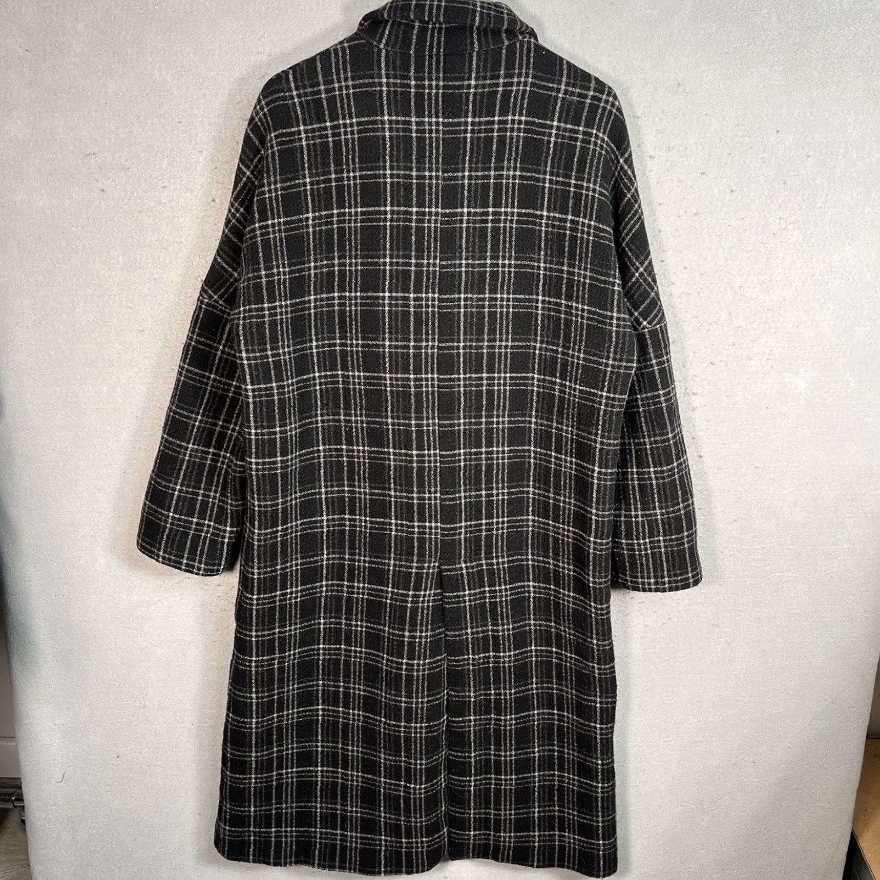 Zara VINTAGE ZARA Black Wool Blend Checked Double Breasted Pea Coat Adult Womens Large Size L / US 10 / IT 46 - 7 Thumbnail