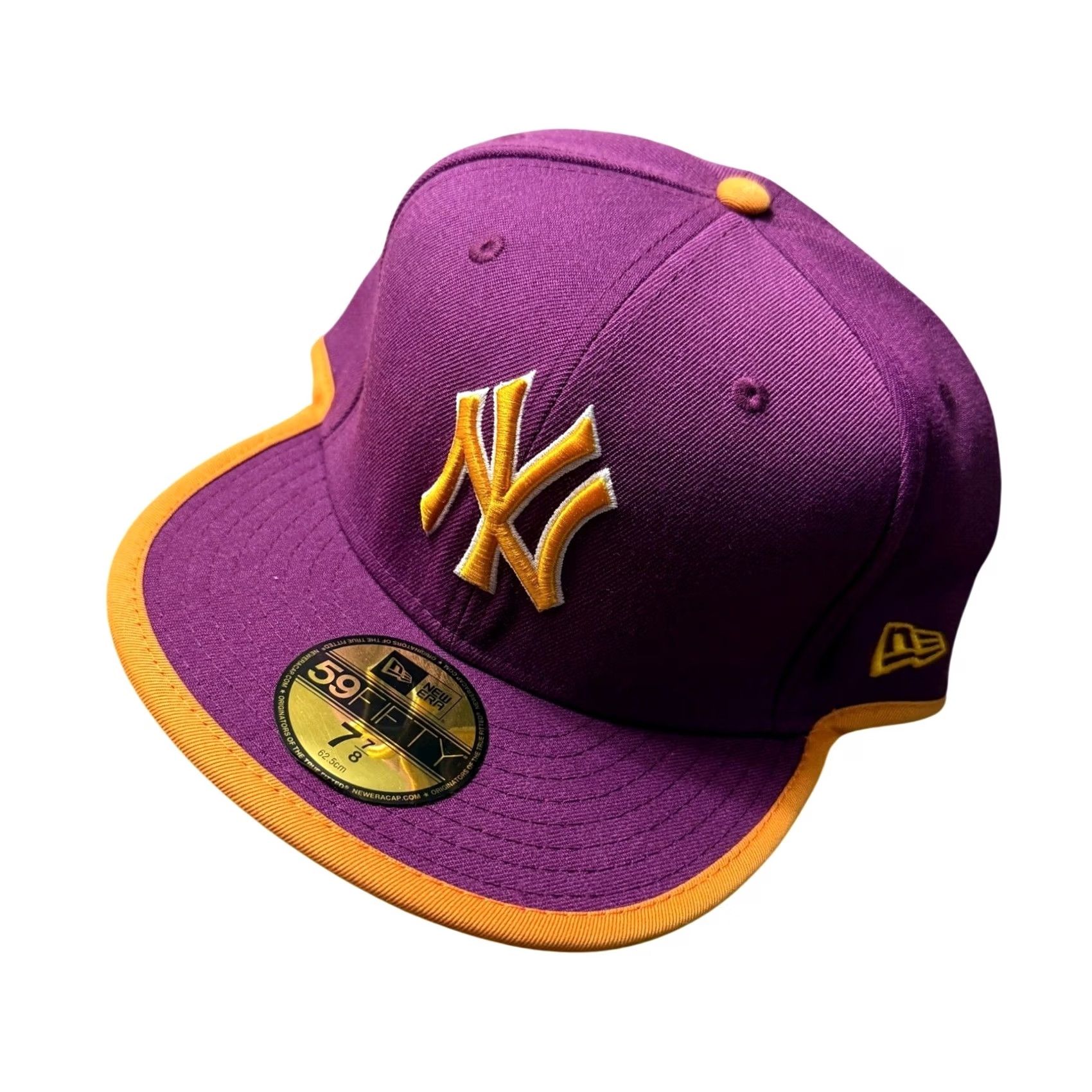 New Era New Era 59FIFTY Hat Mens 7 7/8 Purple Orange New York Yankees Fitted MLB Cap Size ONE SIZE - 2 Thumbnail
