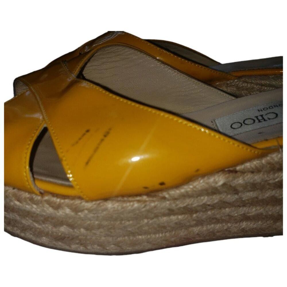 Jimmy Choo SH118 Jimmy Choo Yellow Patent Leath Phyllis Platform Wedge Size US 9 / IT 39 - 8 Thumbnail