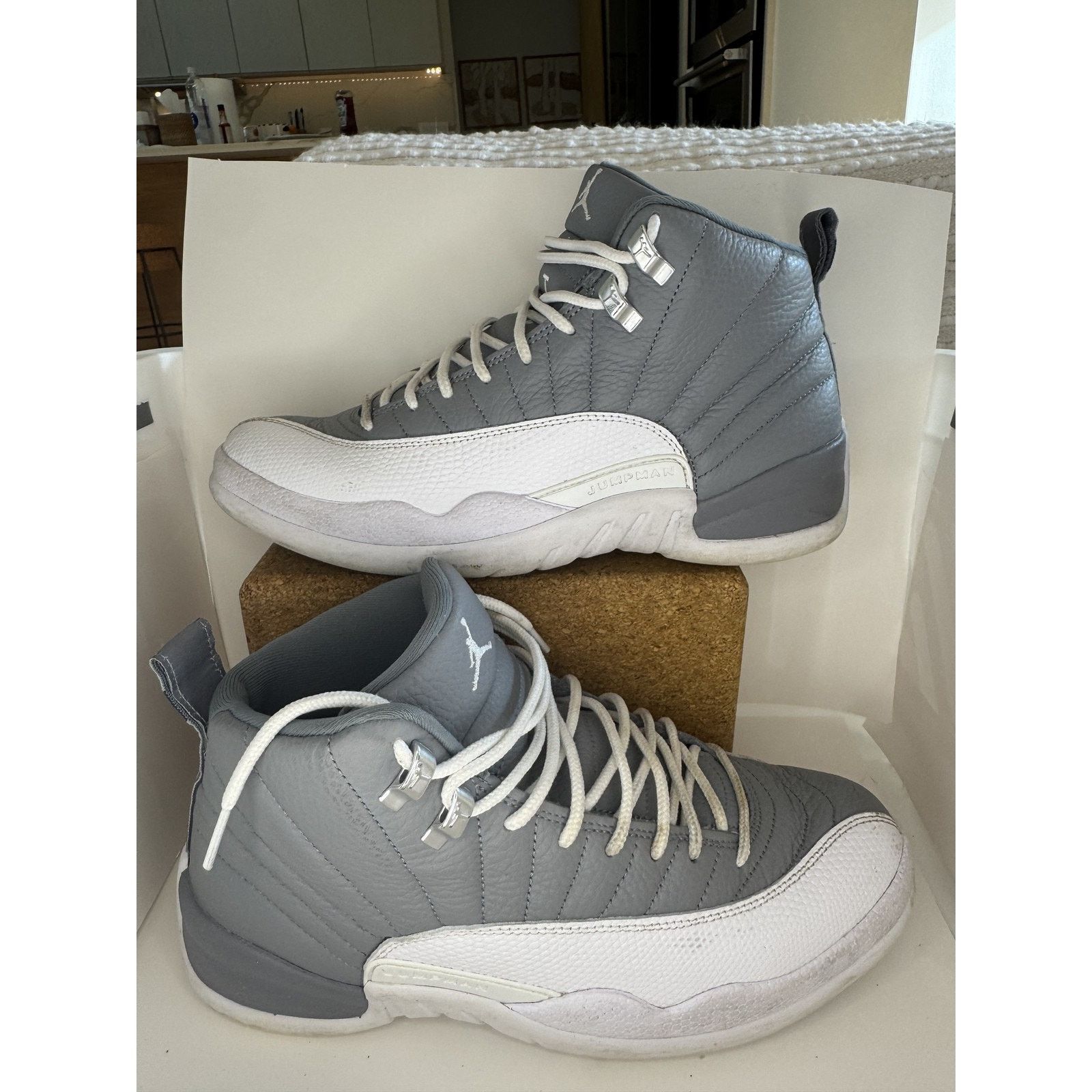 Jordan Brand Air Jordan 12 Retro Shoes Mens Stealth Cool Grey OG Box Size US 9.5 / EU 42-43 - 2 Thumbnail