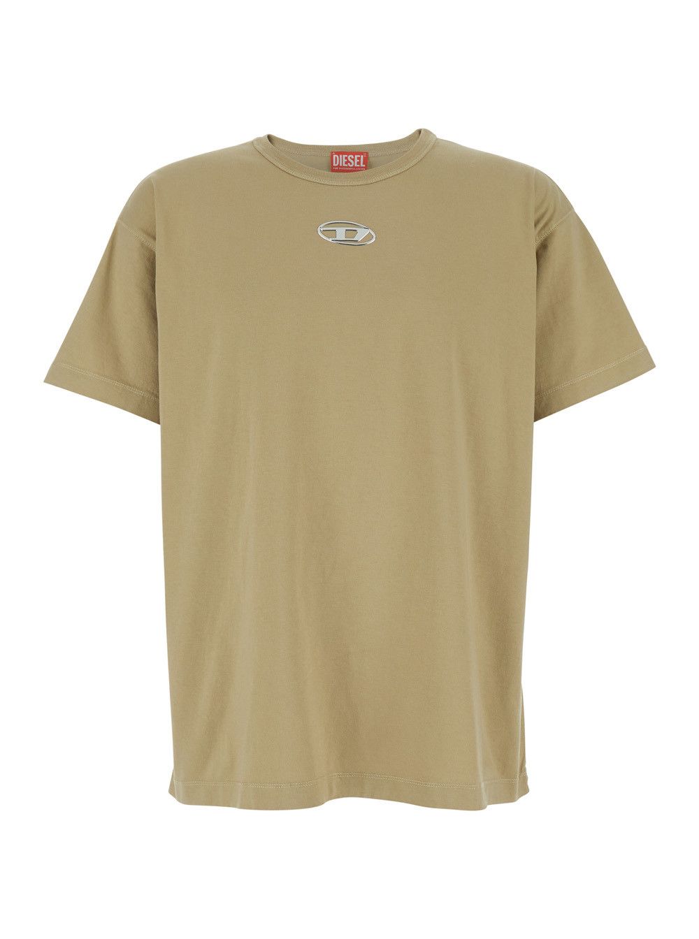 Diesel Crew Neck T-Shirt with Front Logo in Beige Cotton for Men Size US L / EU 52-54 / 3 - 1 Thumbnail