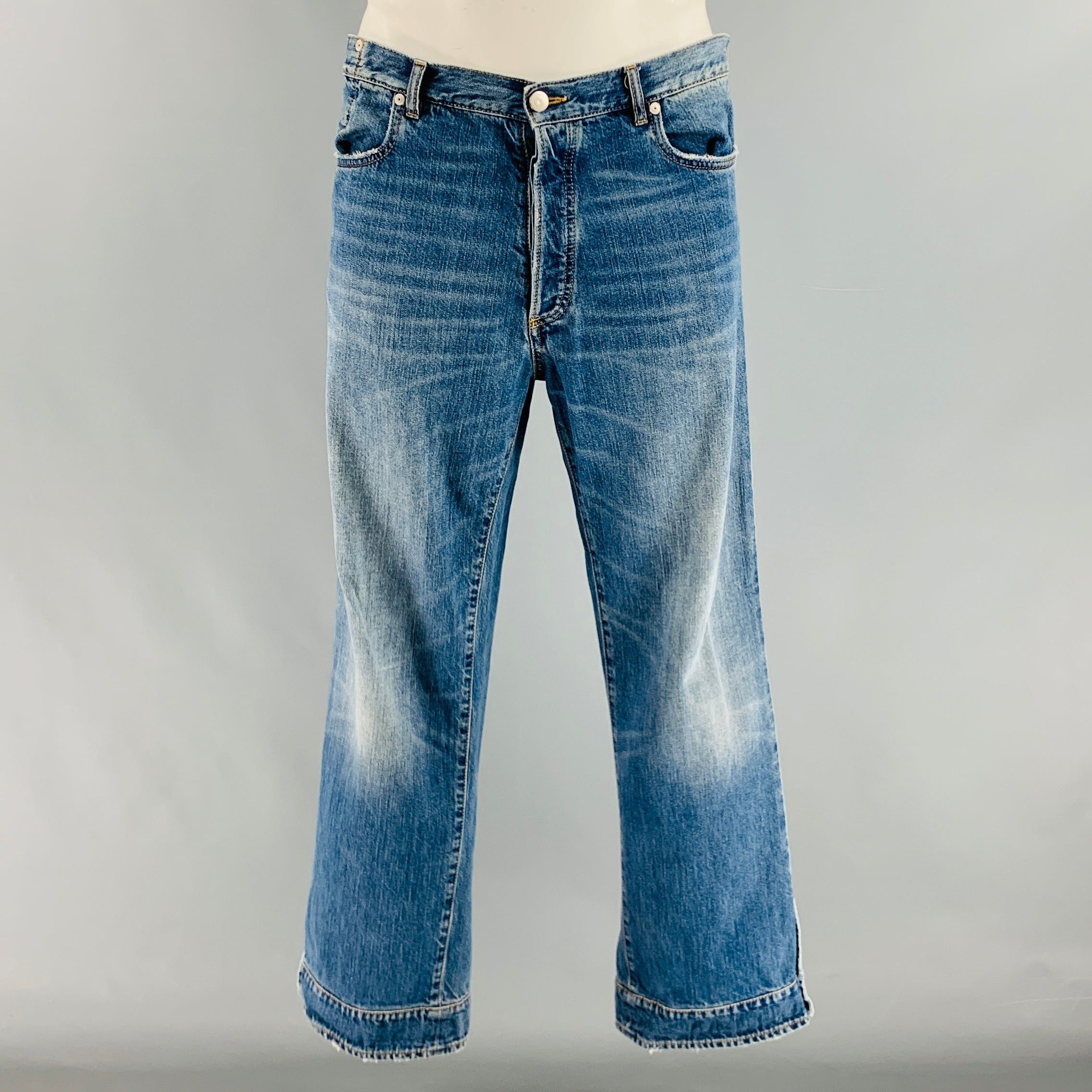 image of Maison Margiela Blue Cotton Button Fly Jeans, Men's (Size 34)