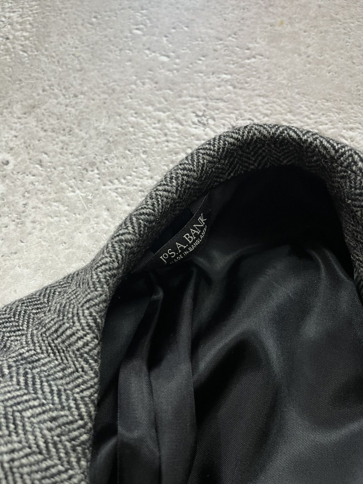 Harris Tweed Harris Tweed Herringbone Wool Blazer 42L Gray Jos A Bank Size 42L - 12 Thumbnail