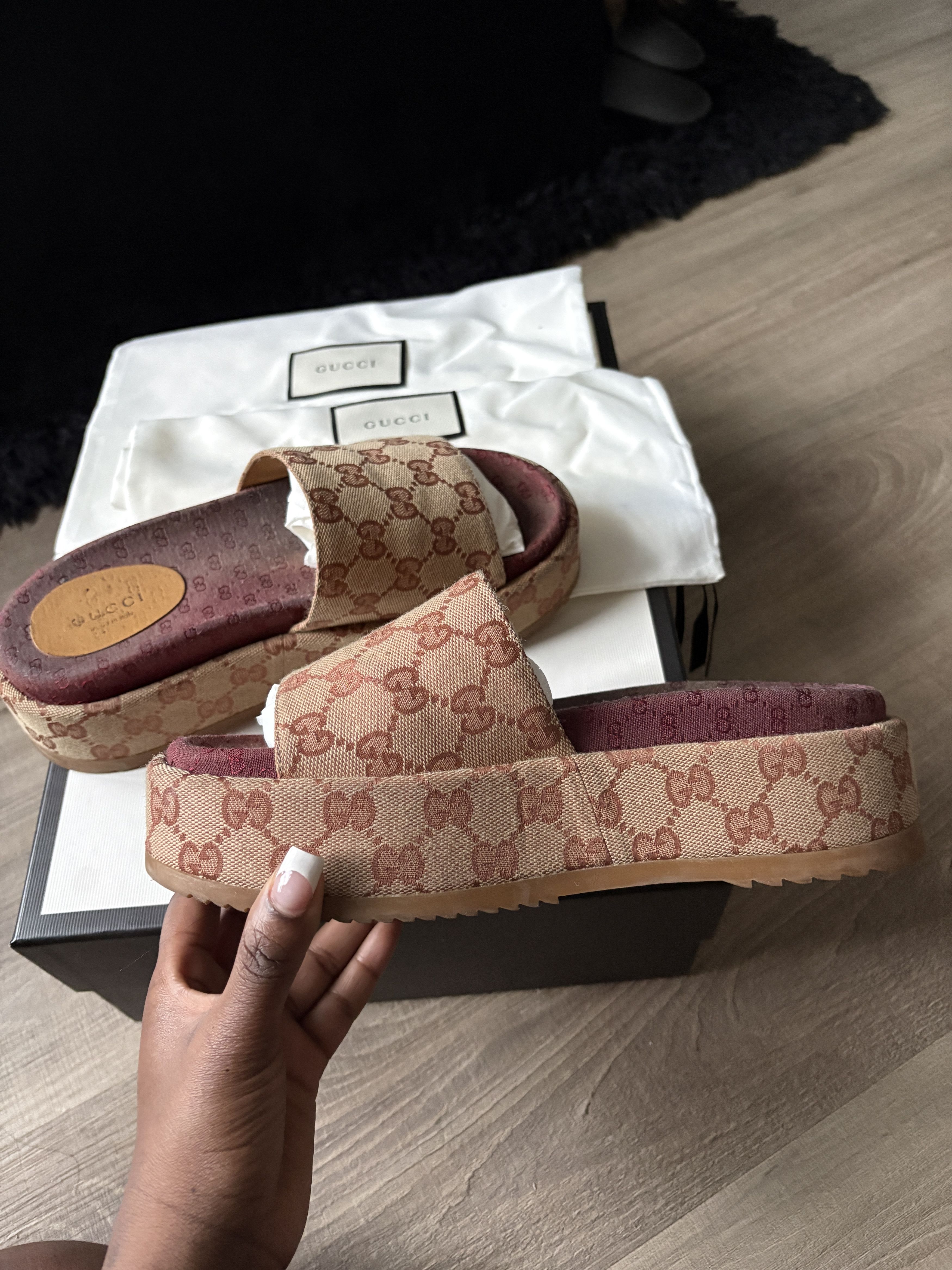 Gucci Gucci GG Supreme Monogram Platform Sandal Size US 7.5 / IT 37.5 - 5 Thumbnail