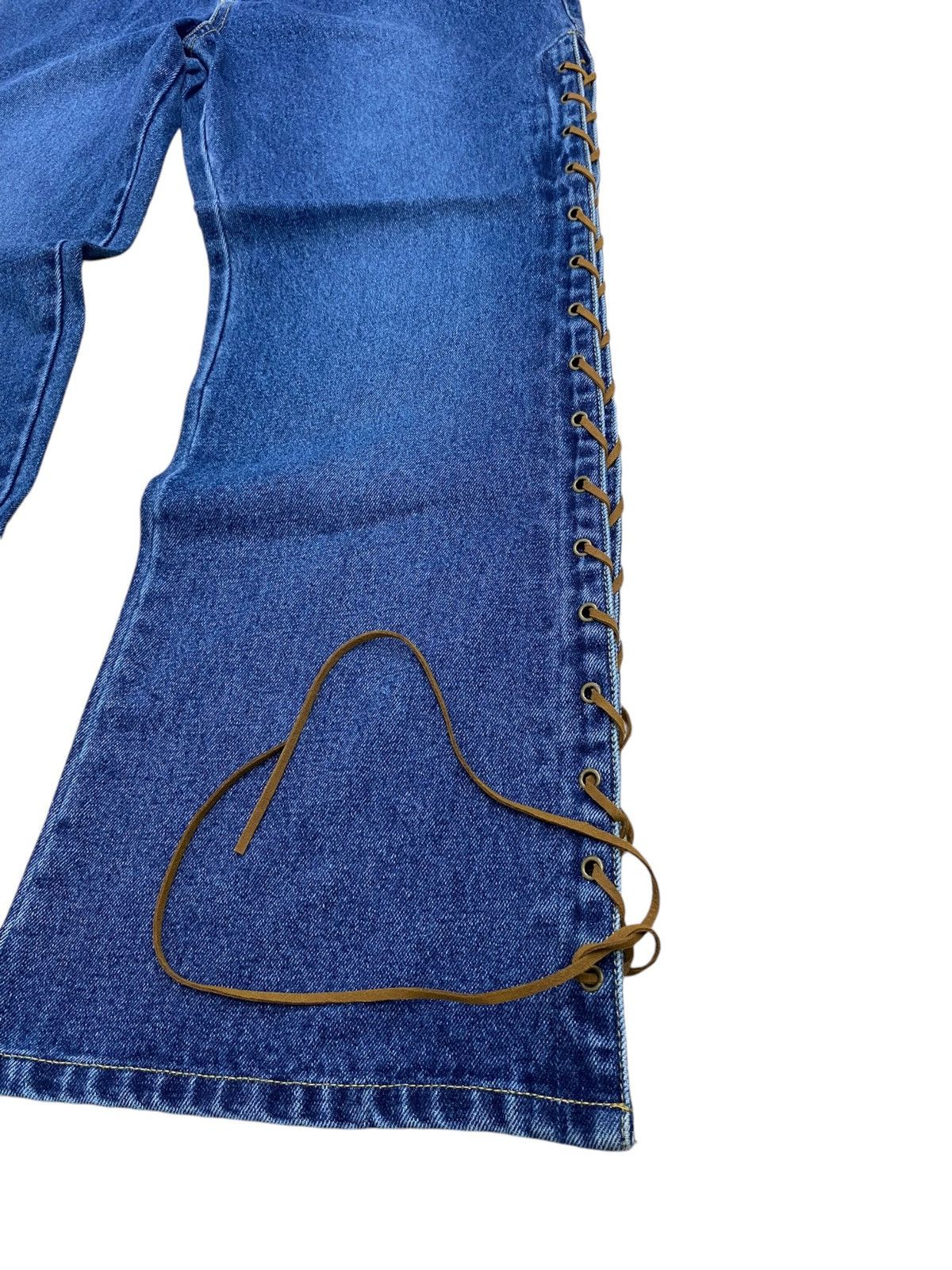 Japanese Brand Livre Claire Baggy Lace Up High Waist Denim Jean Rope Side Size US 34 / EU 50 - 5 Thumbnail