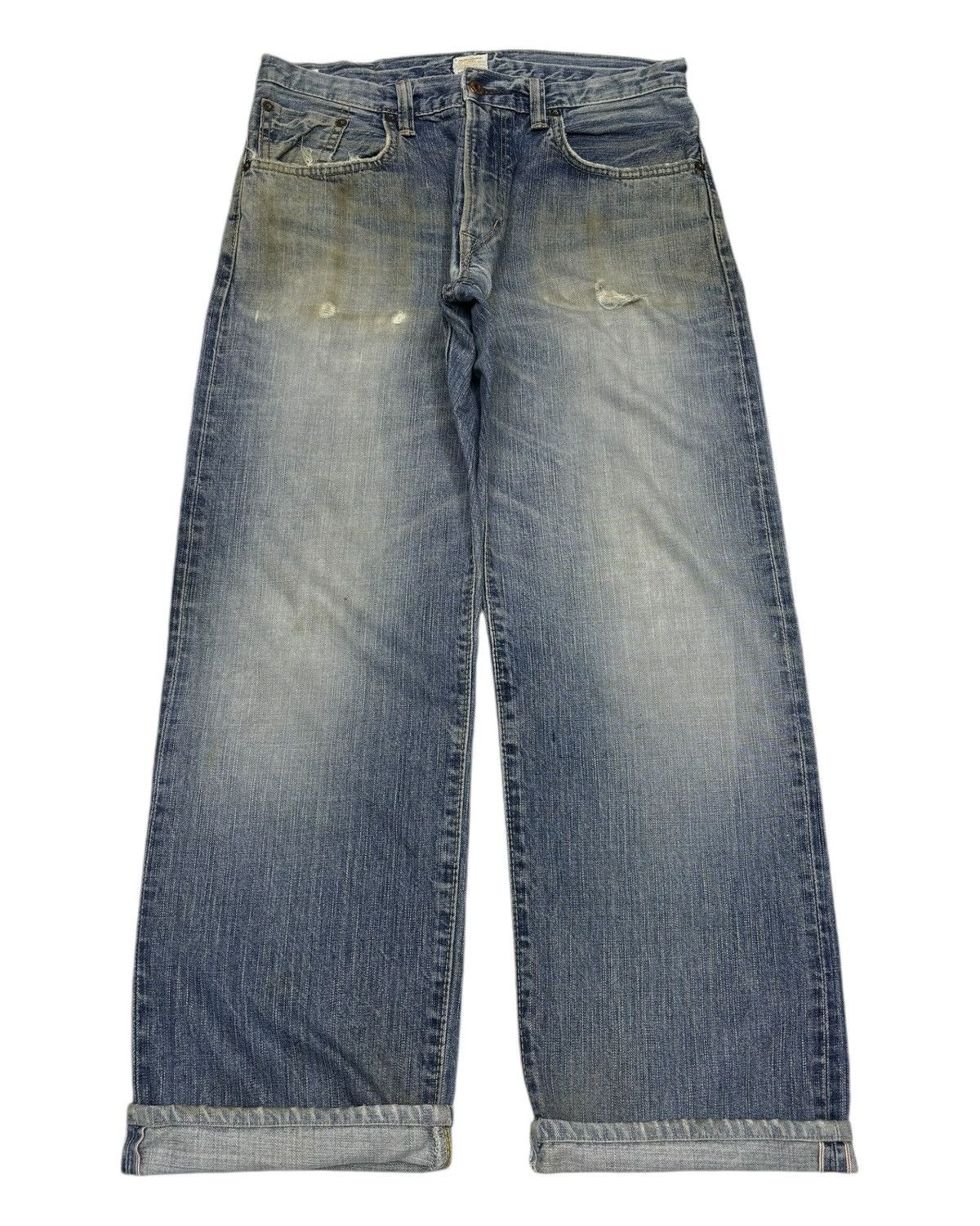 Edwin 🔥EDWIN 505z BAGGY JEANS DISTRESSED DENIM SELVEDGE JEANS Size US 32 / EU 48 - 1 Thumbnail