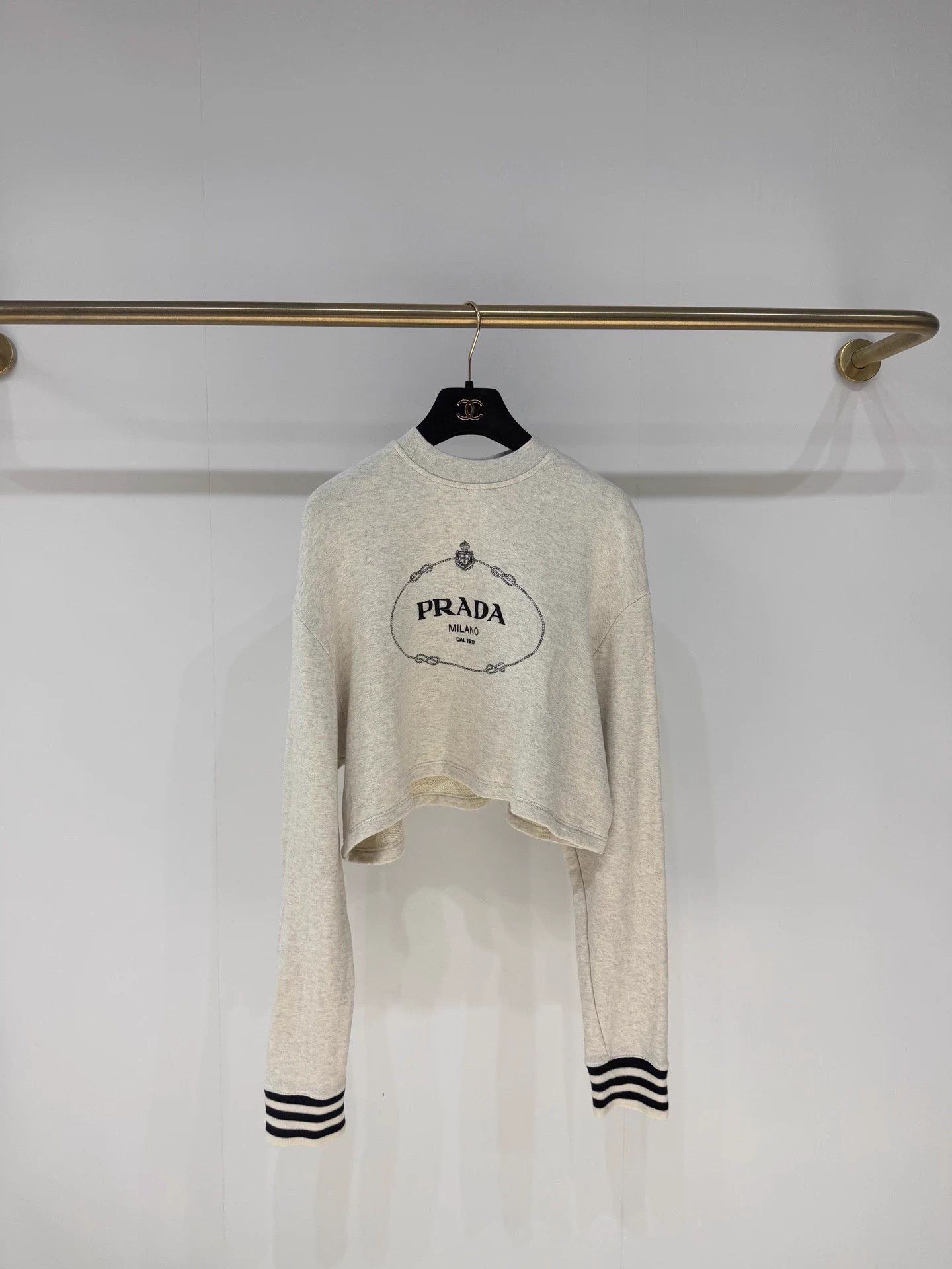 Prada Prada Oatmeal Classic Logo Hoodie XS Oversized Soft Feel Size XS / US 0-2 / IT 36-38 - 1 Thumbnail