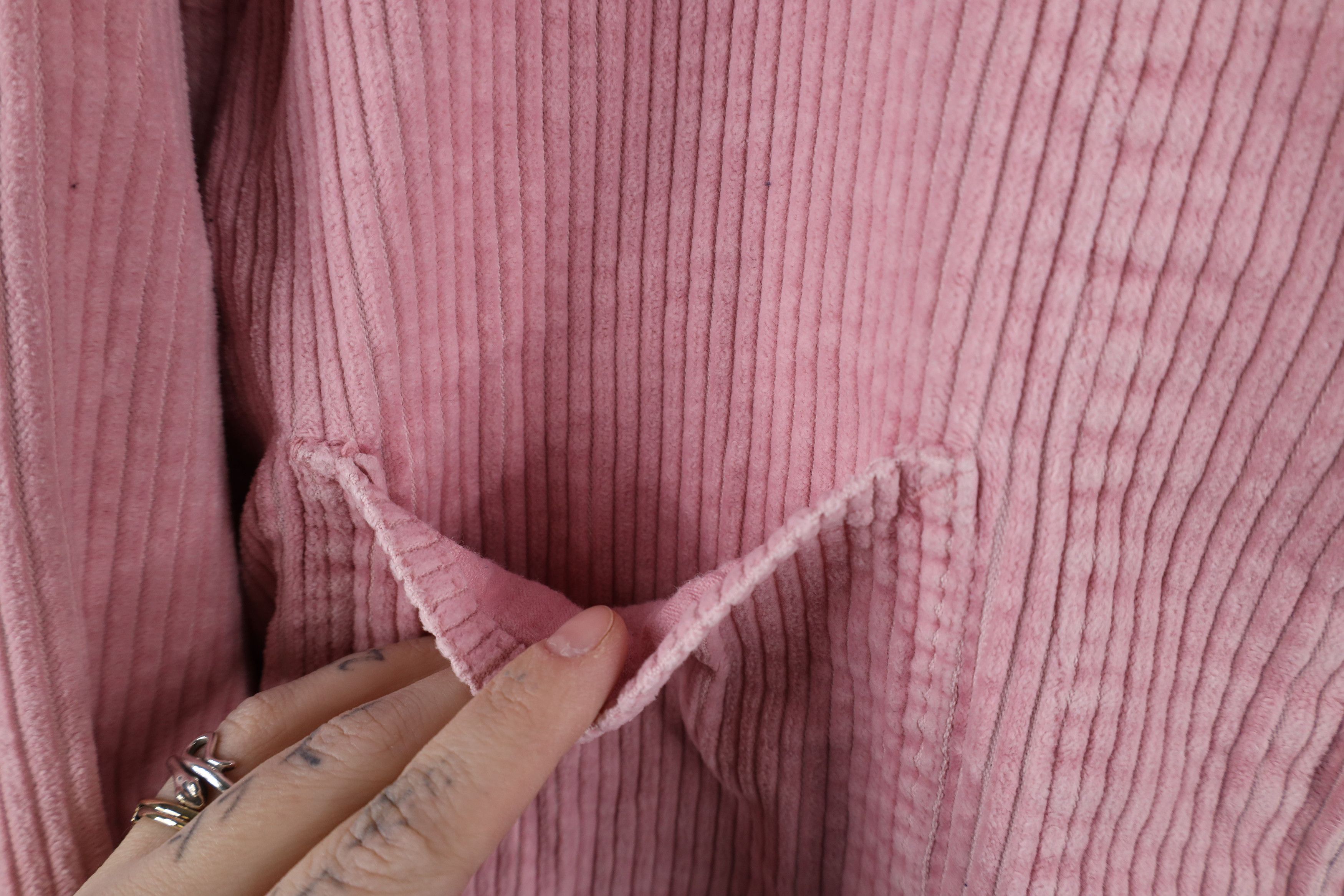 Vintage Vintage 90s Streetwear Corduroy Full Zip Shirt Jacket Pink Size 3XL / US 20-22 - 5 Thumbnail