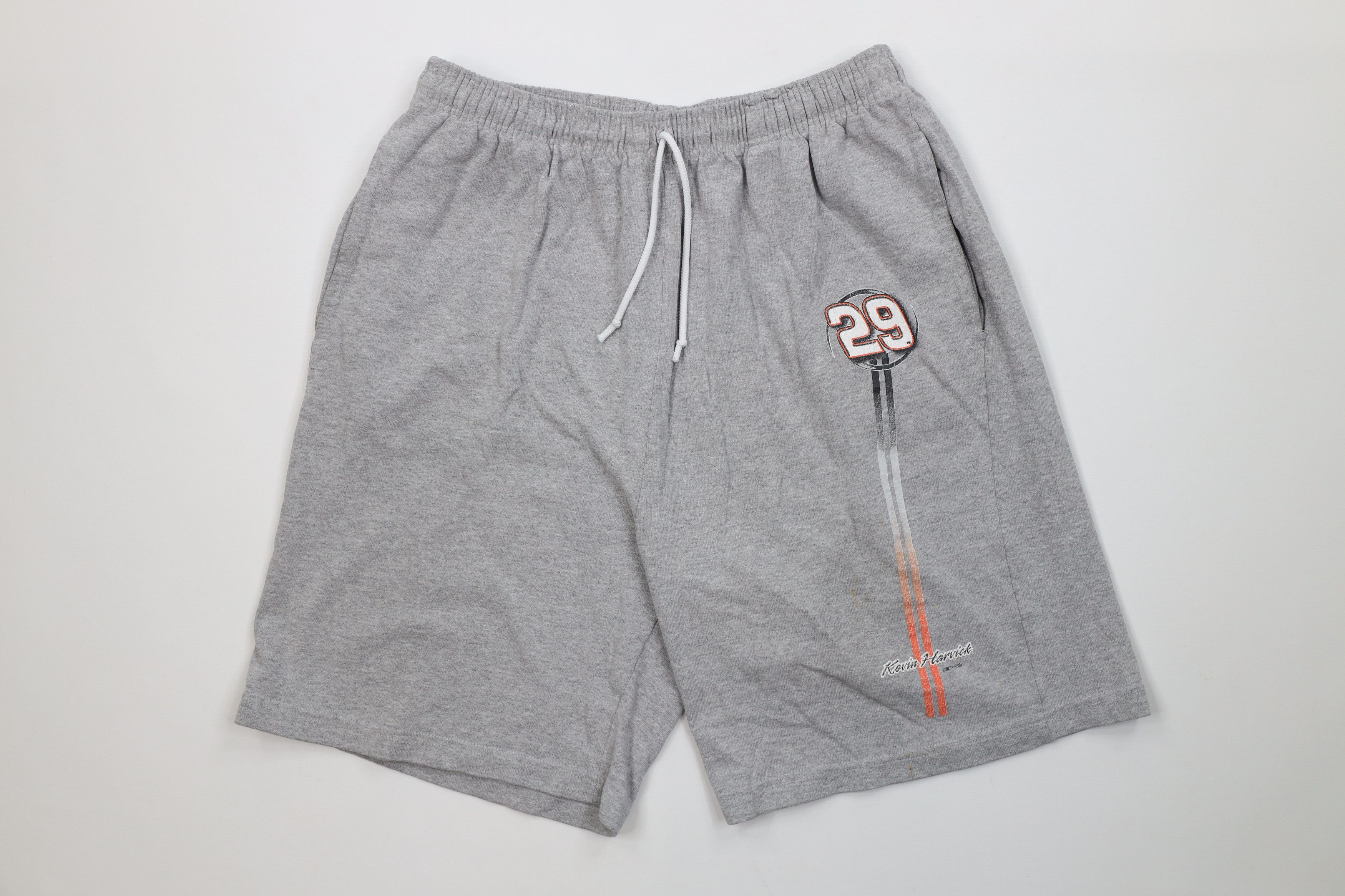 Vintage Vintage 90s NASCAR Kevin Harvick Racing Shorts Gray USA Size US 38 / EU 54 - 1 Thumbnail