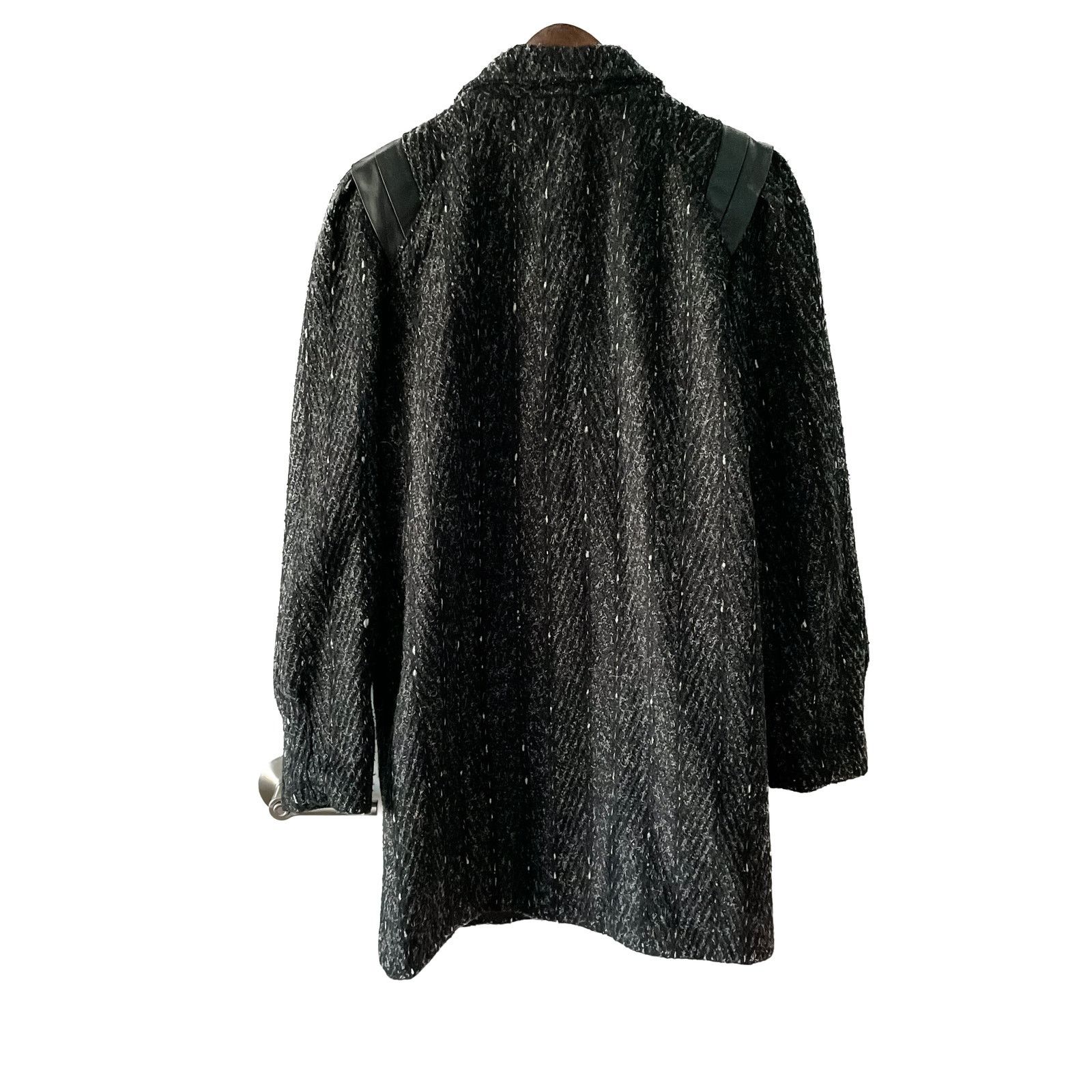 Vintage Vintage 80s marled wool pea coat w/ leather shoulders M Size M / US 6-8 / IT 42-44 - 5 Thumbnail