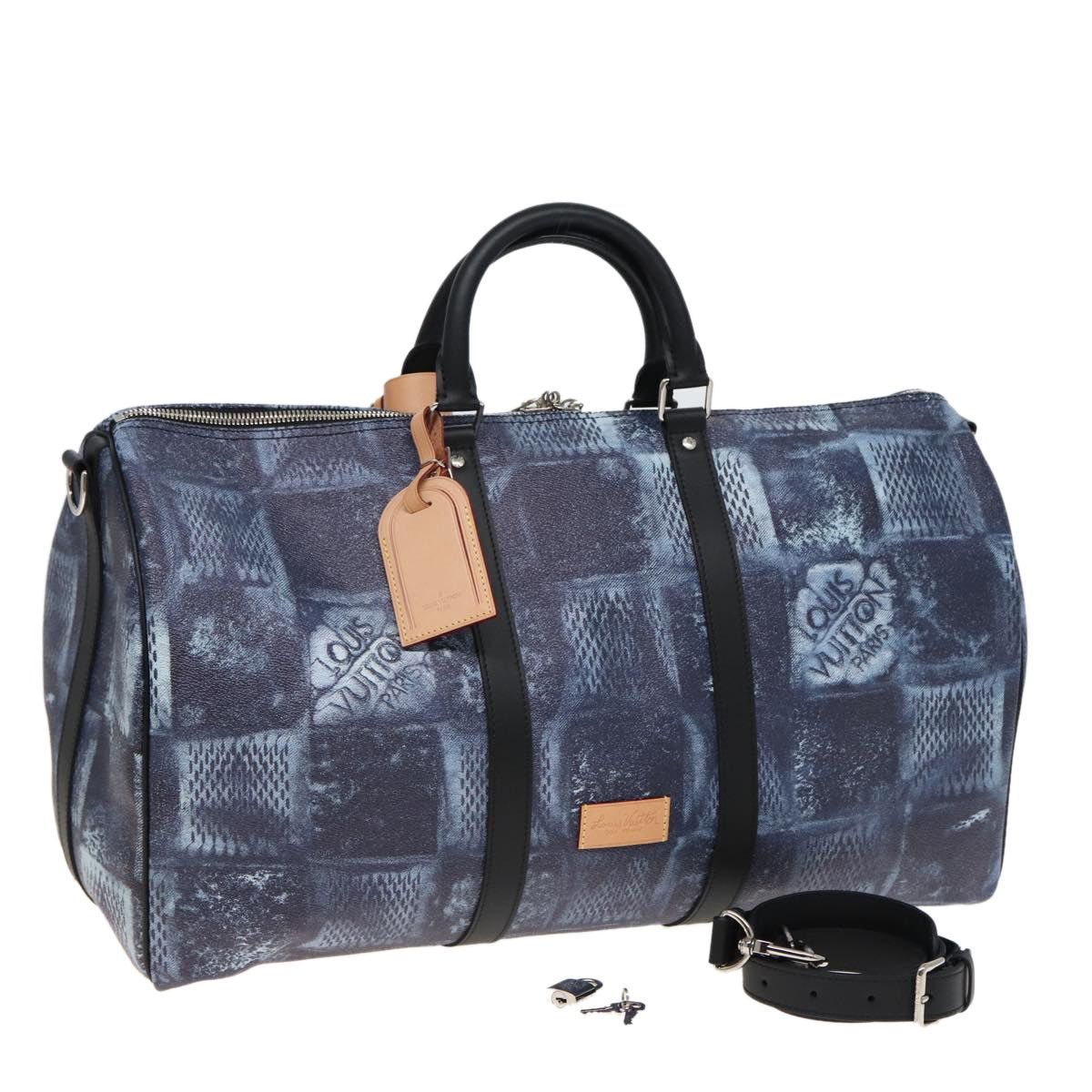 LOUIS VUITTON Damier Salt Keepall Bandouliere 50 Bag Blue