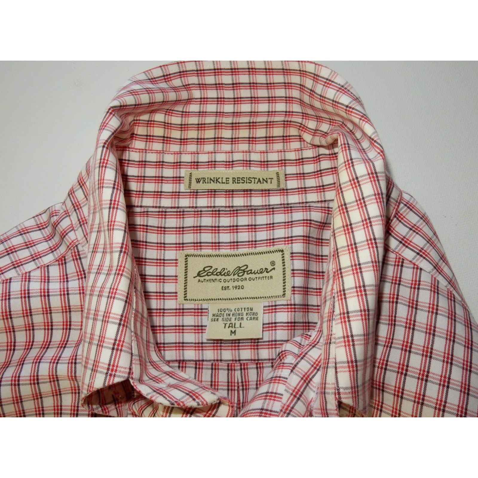 Eddie Bauer Eddie Bauer Plaid Long Sleeve Button-Up Shirt Men's Medium Tall Red Cotton Size US M / EU 48-50 / 2 - 5 Thumbnail