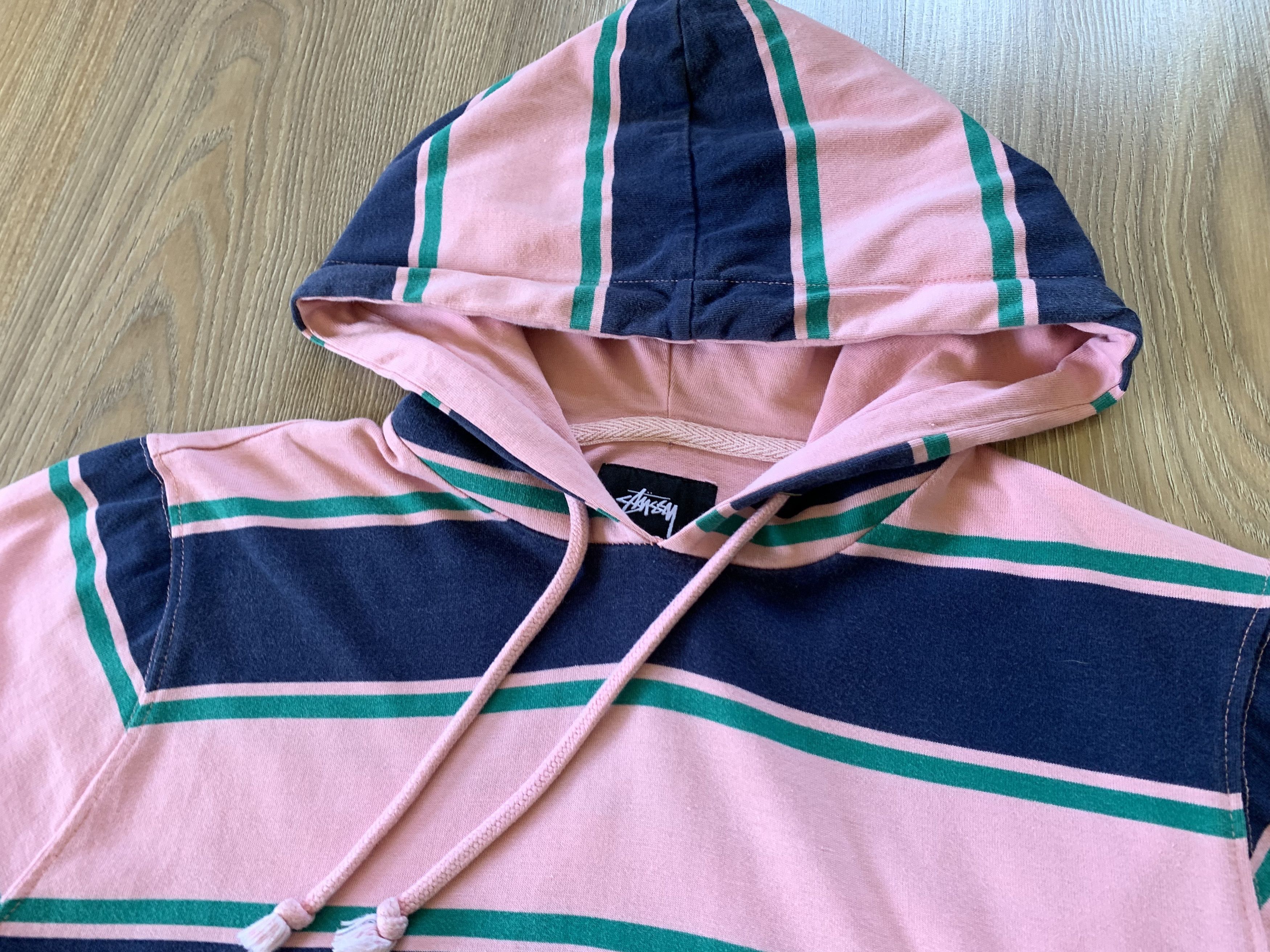 Stussy × Vintage Vintage Stussy Striped Hooded Long Sleeve Tee Size US S / EU 44-46 / 1 - 4 Thumbnail