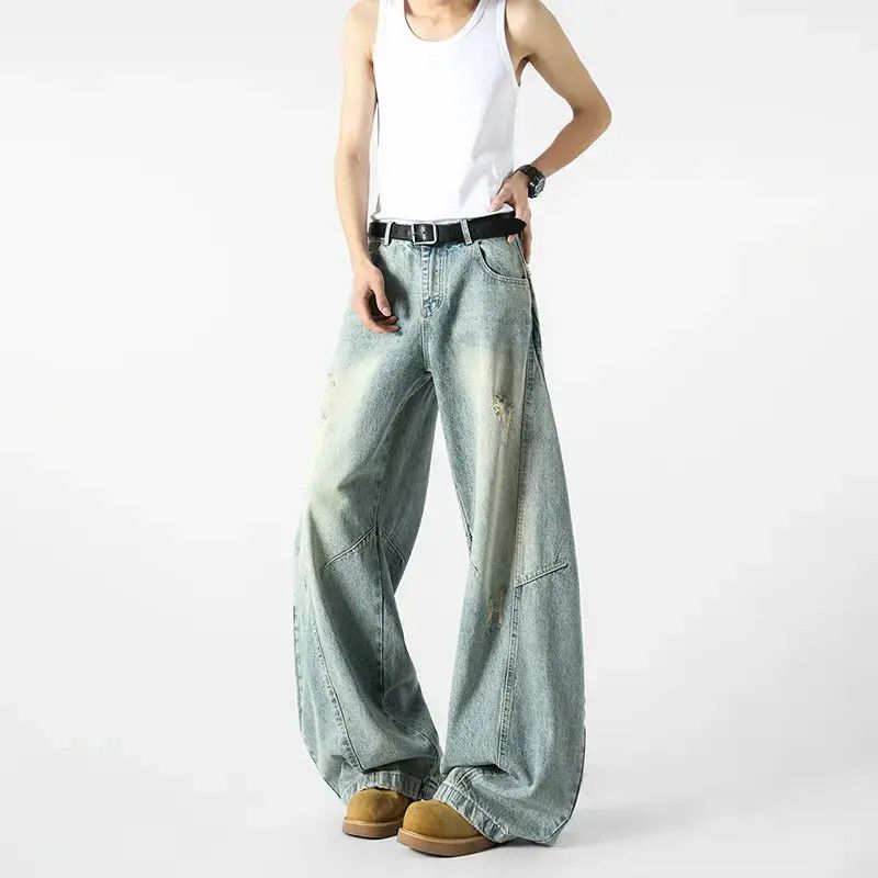 Japanese Brand Loose wide leg slightly flared ripped jeans Size US 32 / EU 48 - 5 Thumbnail