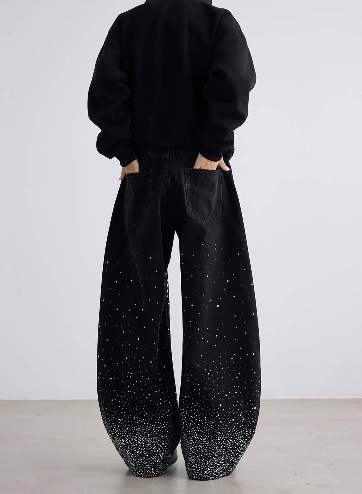 Japanese Brand Rhinestone Embellished Jeans with Cascade Pattern Size US 32 / EU 48 - 4 Thumbnail