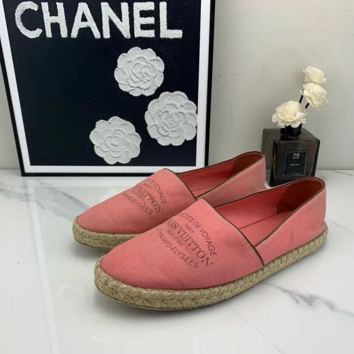 Louis Vuitton Pink Logo Fisherman Slip-Ons -2508