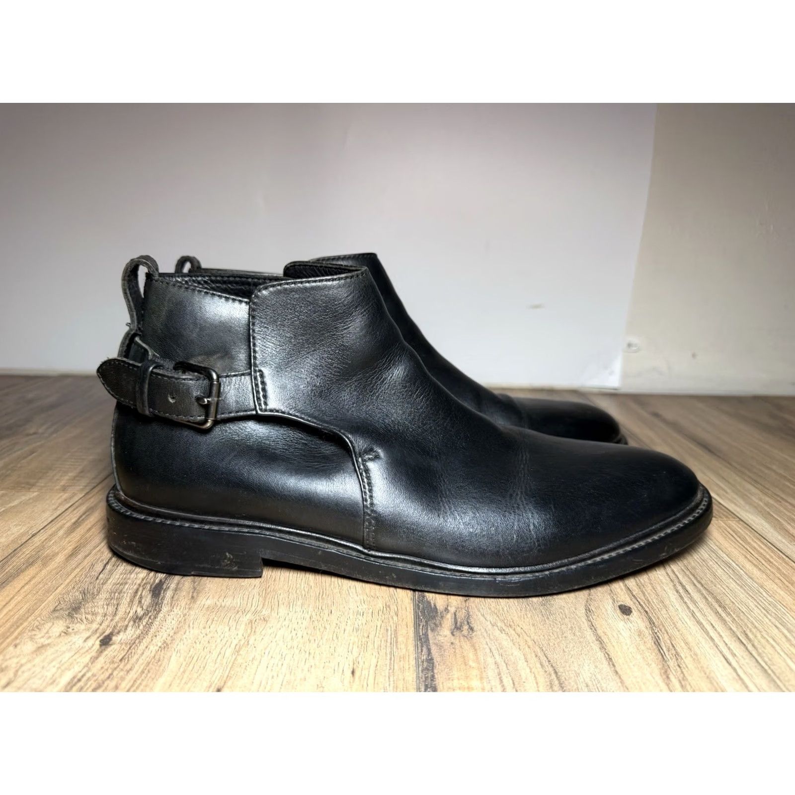 Coach Coach G1396 Fine Grain Leather Ankle Boots Black Buckle Chelsea Men’s Size 9.5 D Shoe Size US 10 / EU 43 - 4 Thumbnail