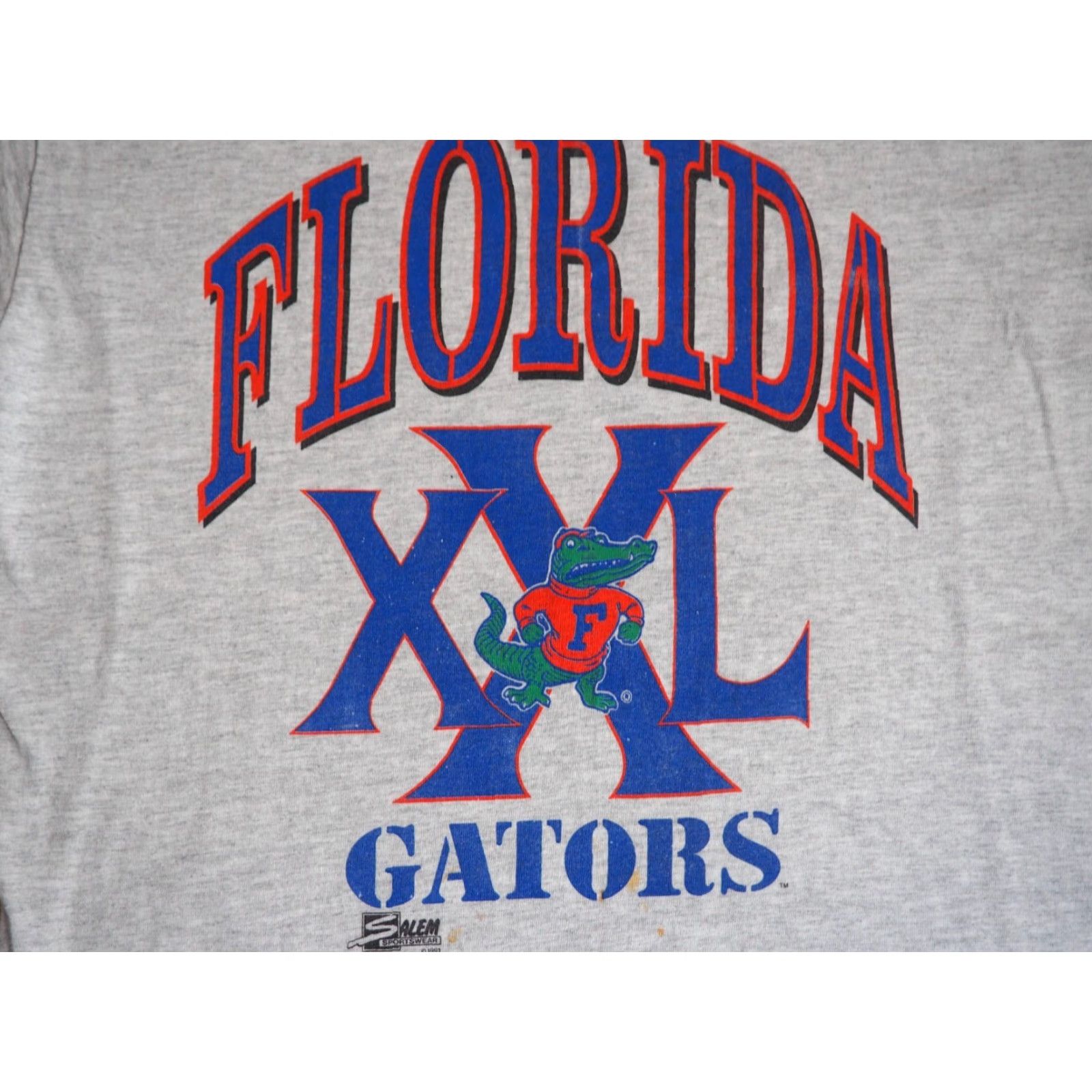 Vintage VTG Salem University Florida Gators Gray College Tee T-Shirt Mens L Graphic Tee 1990s US Made Cotton Short Sleeve Mens Gators Shirt Size US L / EU 52-54 / 3 - 4 Thumbnail