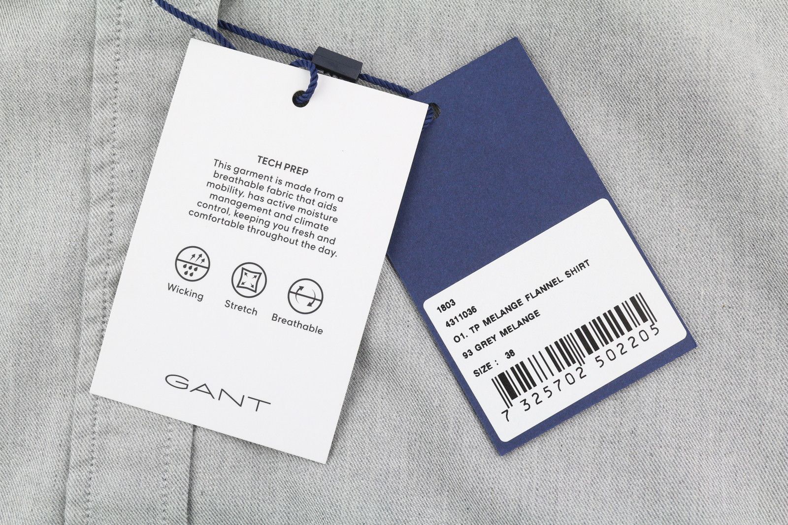 Gant TP MELANGE FLANNEL EU38 Grey Button-Up Shirt 85123 Size M / US 6-8 / IT 42-44 - 9 Thumbnail