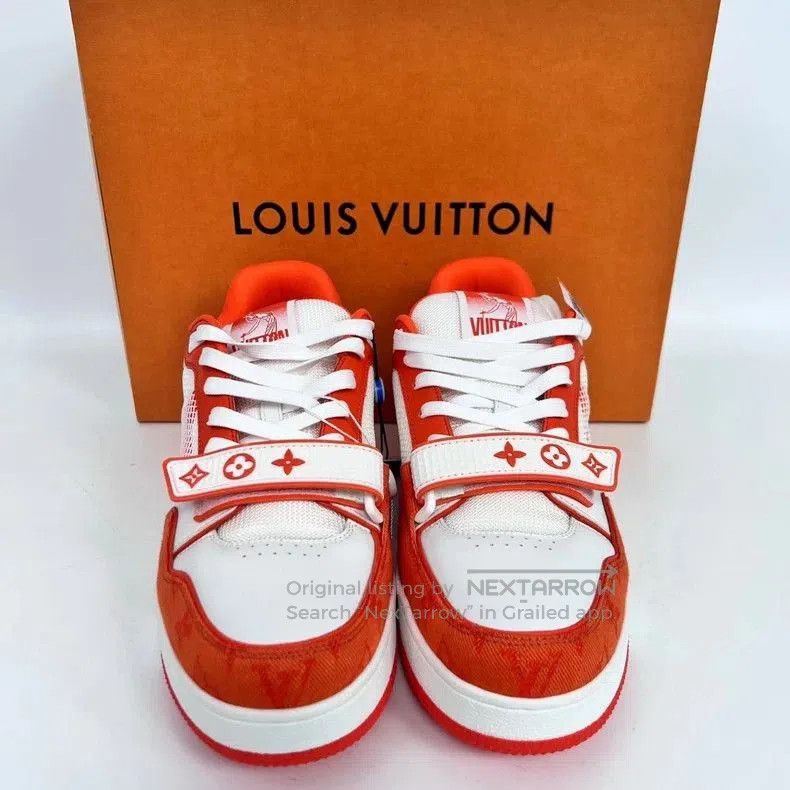 Louis Vuitton LV Leather Trainer Velcro Orange Size 8. Size US 8 / EU 41 - 1 Thumbnail
