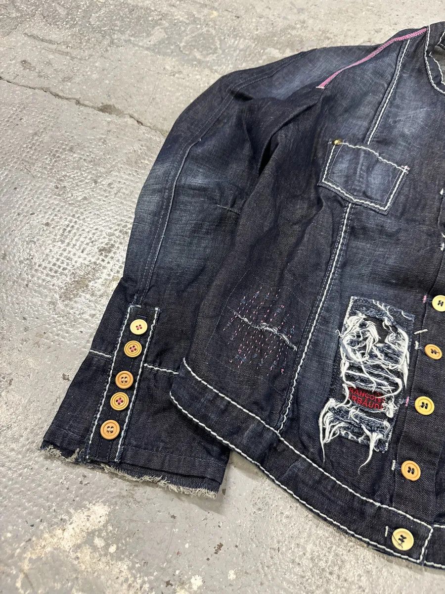 Marithe + Francois Girbaud 2000s Marithé + François Girbaud Navy Denim Distressed Jacket Size M / US 6-8 / IT 42-44 - 5 Thumbnail