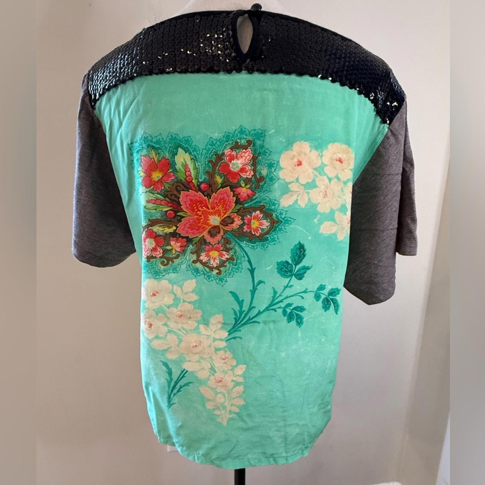 Other Hoss Intropia top sequin floral color block boho SZ XS Size XS / US 0-2 / IT 36-38 - 4 Thumbnail