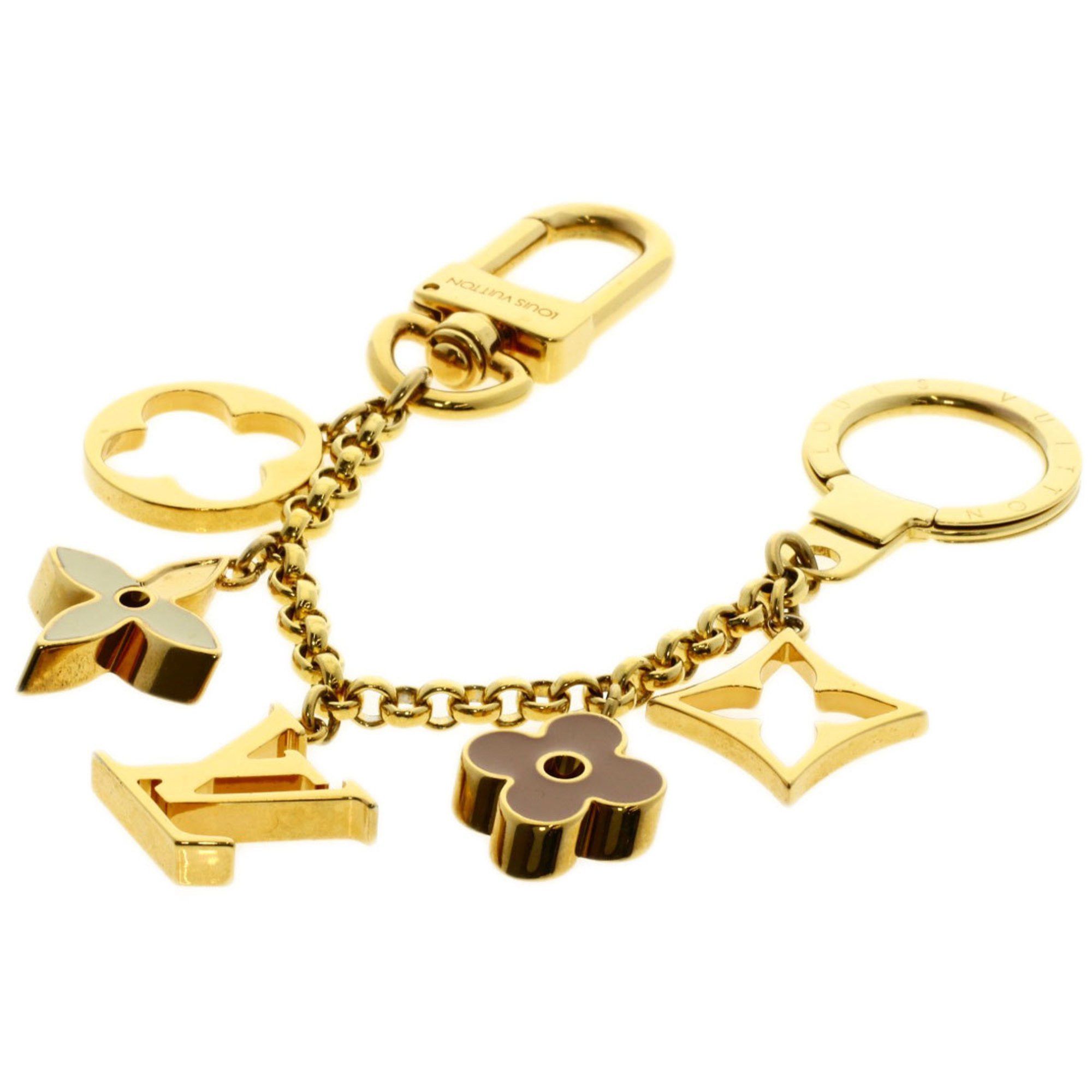 image of Louis Vuitton M65111 Bag Charm Chain Fool Toe Monogram Keychain Women's Louis Vuitton in Gold