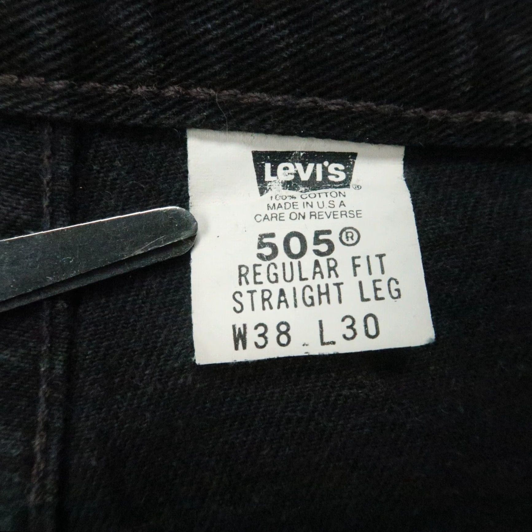 90s 505 black made in USA W38L30 VINTAGE Levi's Jeans Mens 36x30