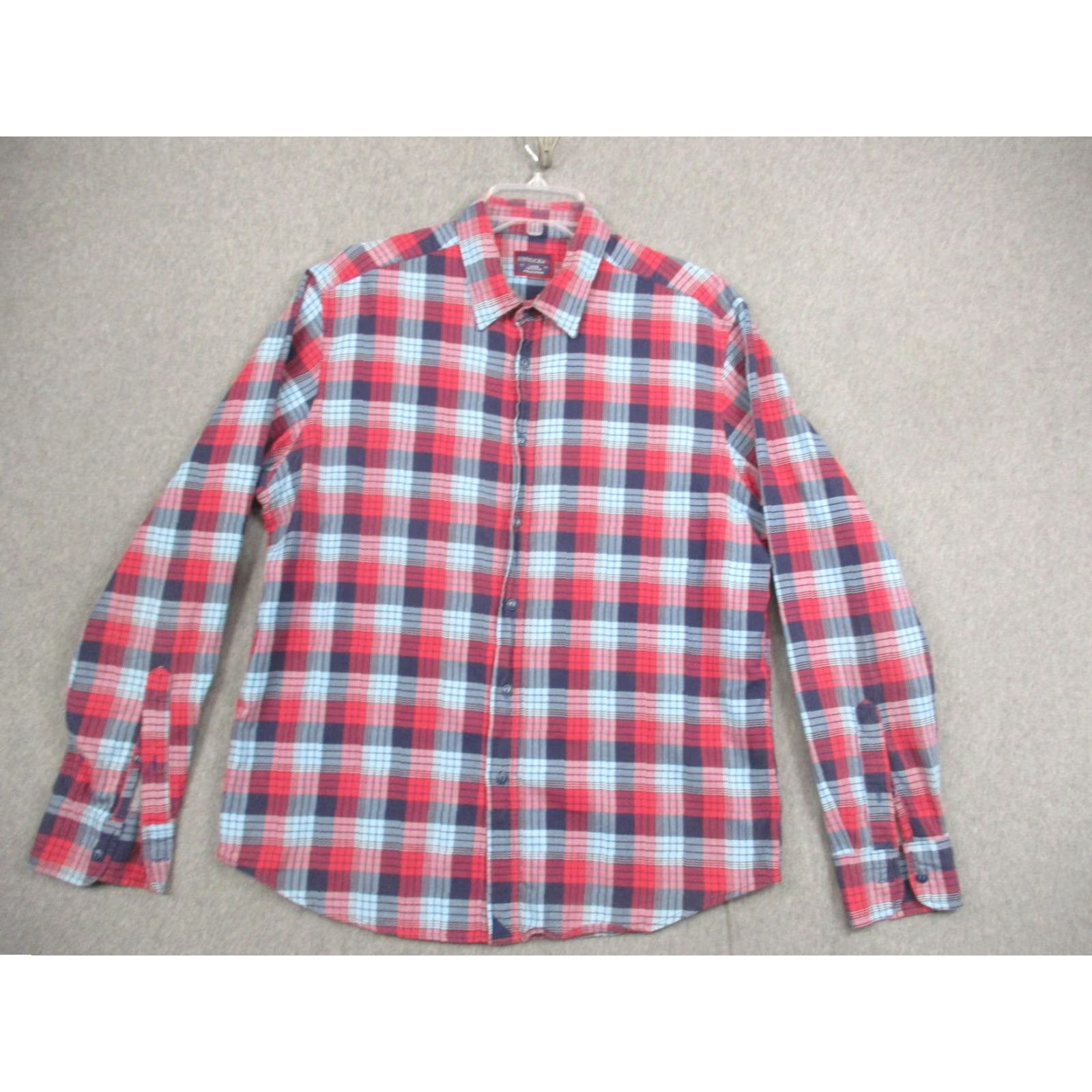 UNTUCKit UNTUCKit Shirt Mens Large Red Blue Plaid Long Sleeve Button-Down Casual Cotton Size US L / EU 52-54 / 3 - 2 Thumbnail