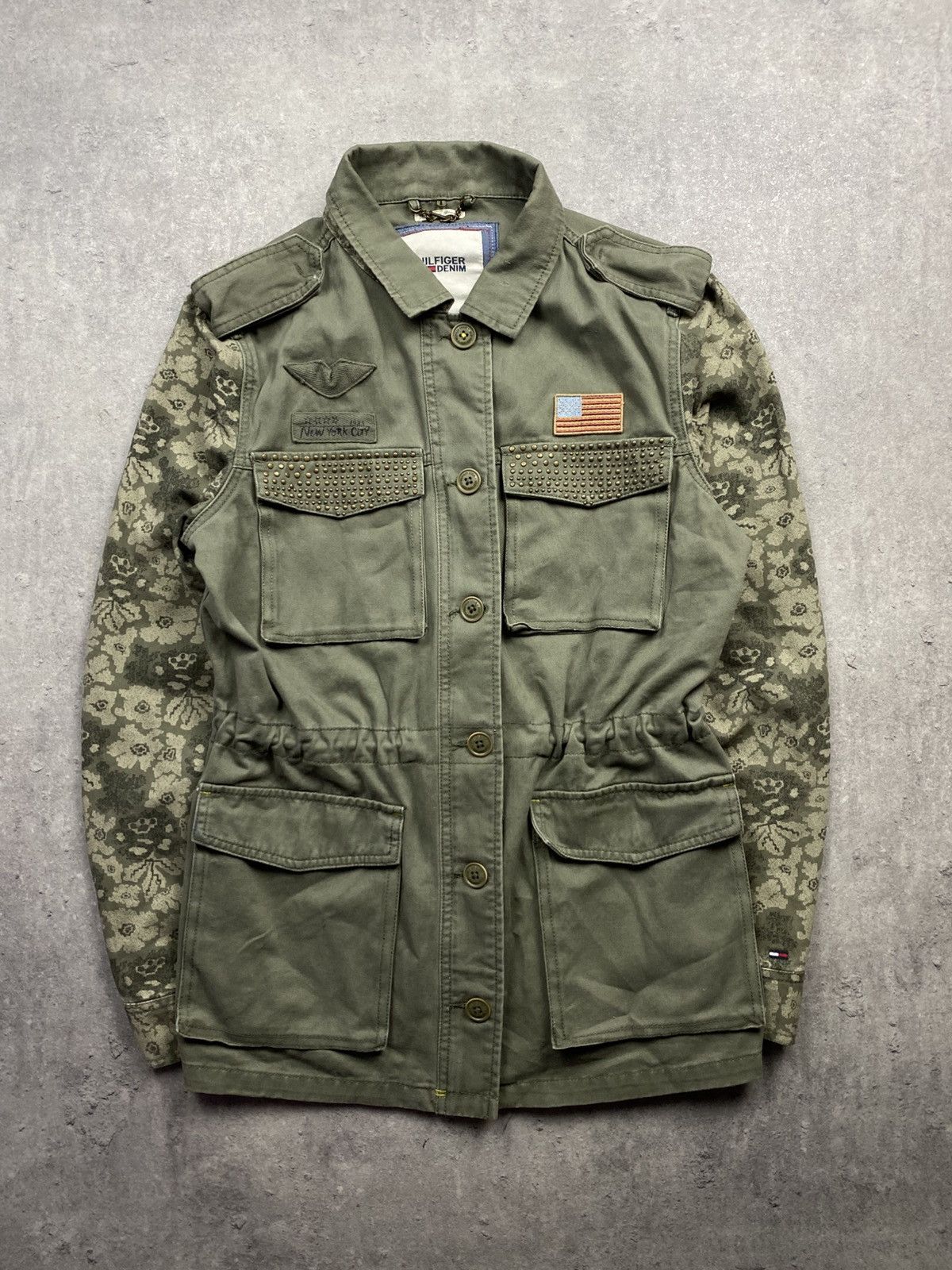 Japanese Brand × Tommy Hilfiger Jacket Tommy Hilfiger military casual 90’s MA-1 denim rare Size L / US 10 / IT 46 - 1 Thumbnail