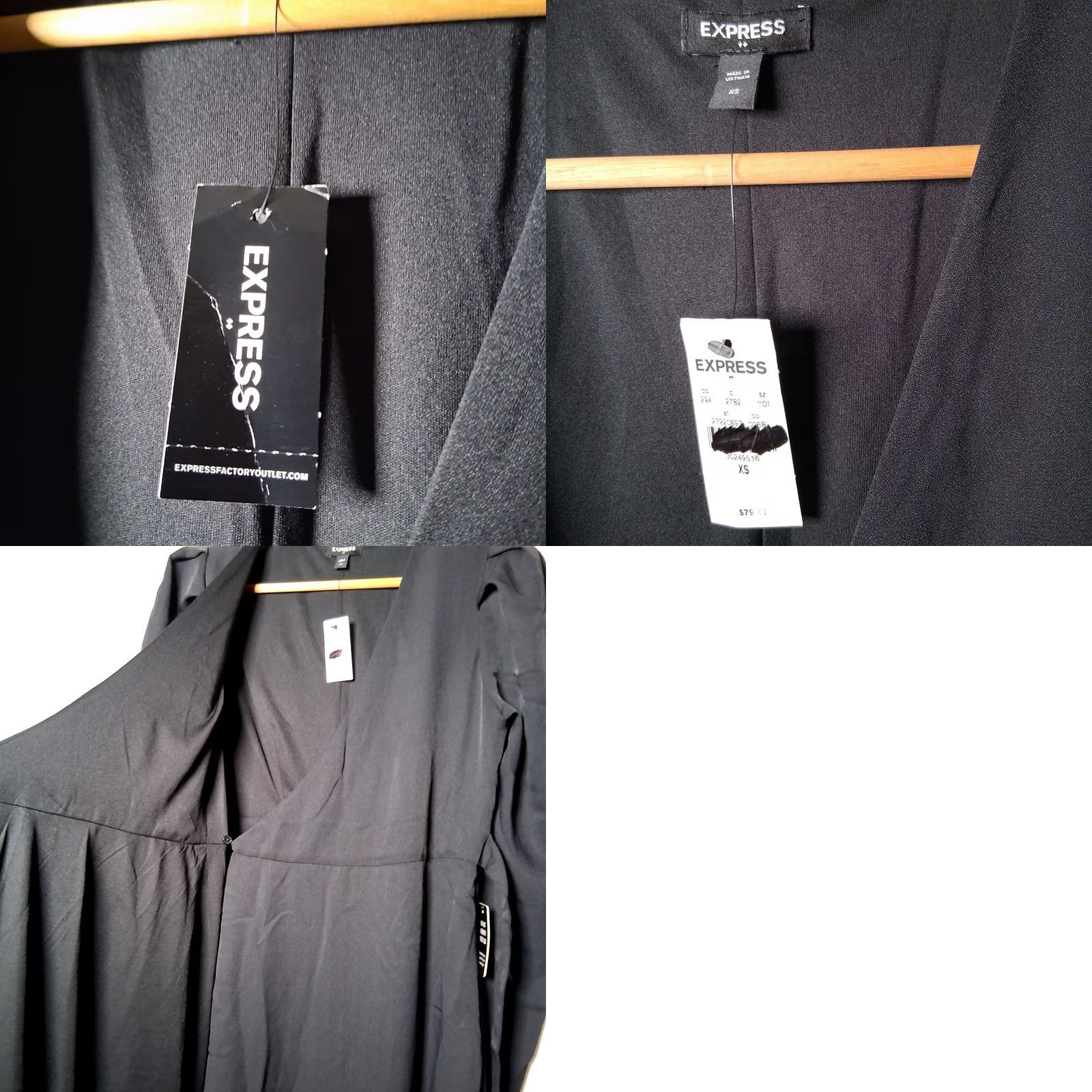 Express VINTAGE Express Dress Faux Wrap Black Long Sleeve XS Puff Sleeve Women Knit? Size XS / US 0-2 / IT 36-38 - 8 Thumbnail