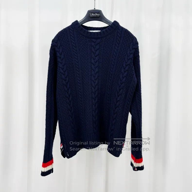 Thom Browne Thom Browne Wool stripe braid knit sweater Size US M / EU 48-50 / 2 - 1 Thumbnail