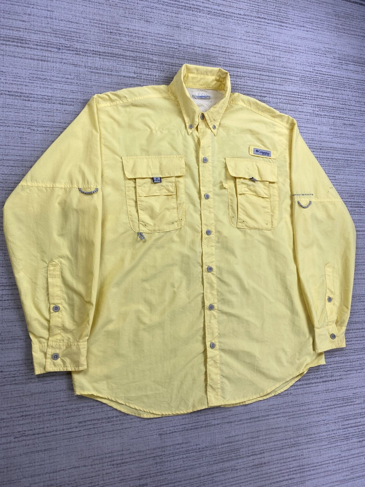 Columbia × Japanese Brand × Vintage Vintage Columbia PFG Soft Yellow Longsleeve Button Up Shirt Size US L / EU 52-54 / 3 - 3 Thumbnail