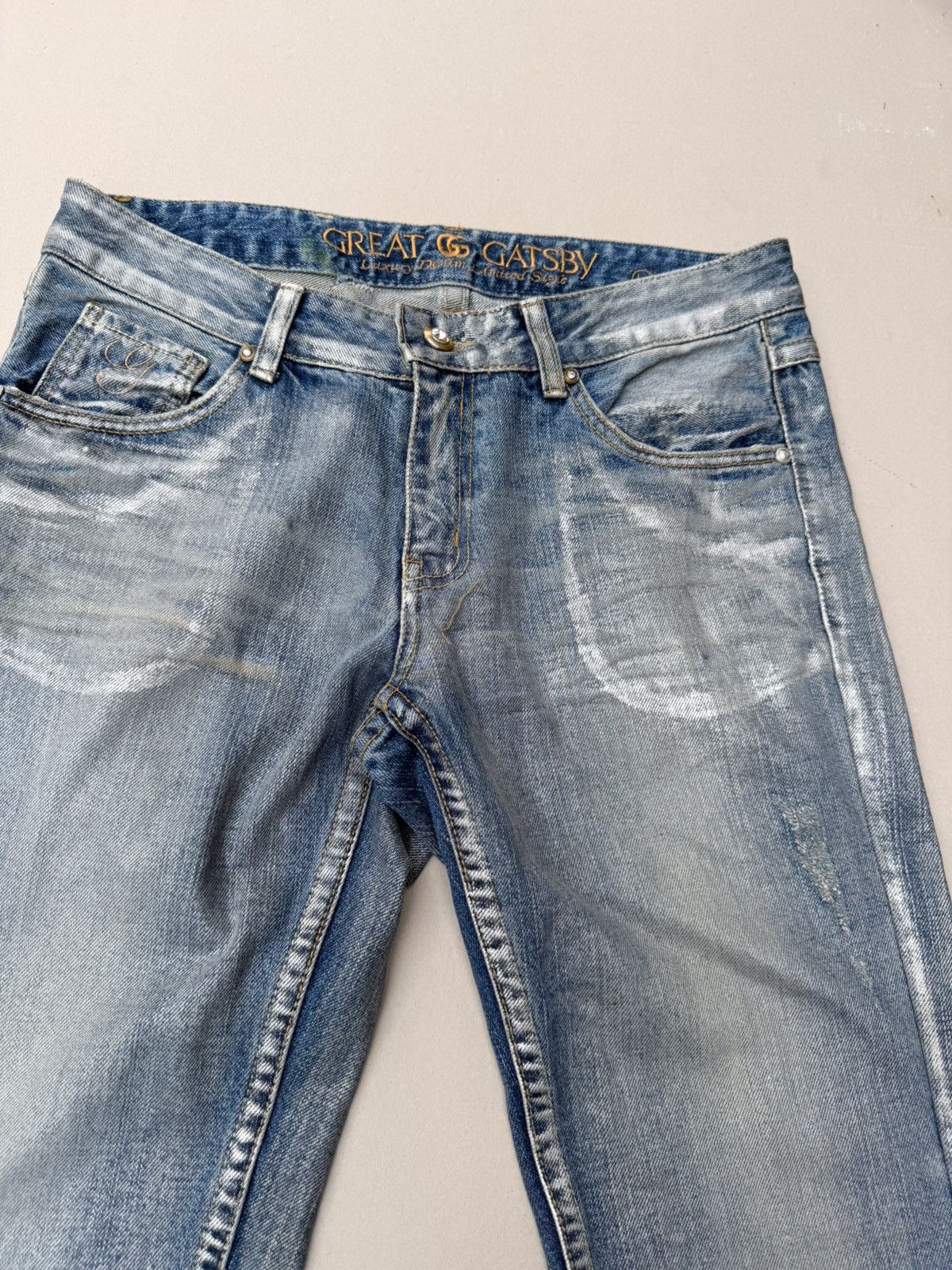 Japanese Brand GREAY GATSBY silver wax flare jeans Size US 32 / EU 48 - 3 Thumbnail