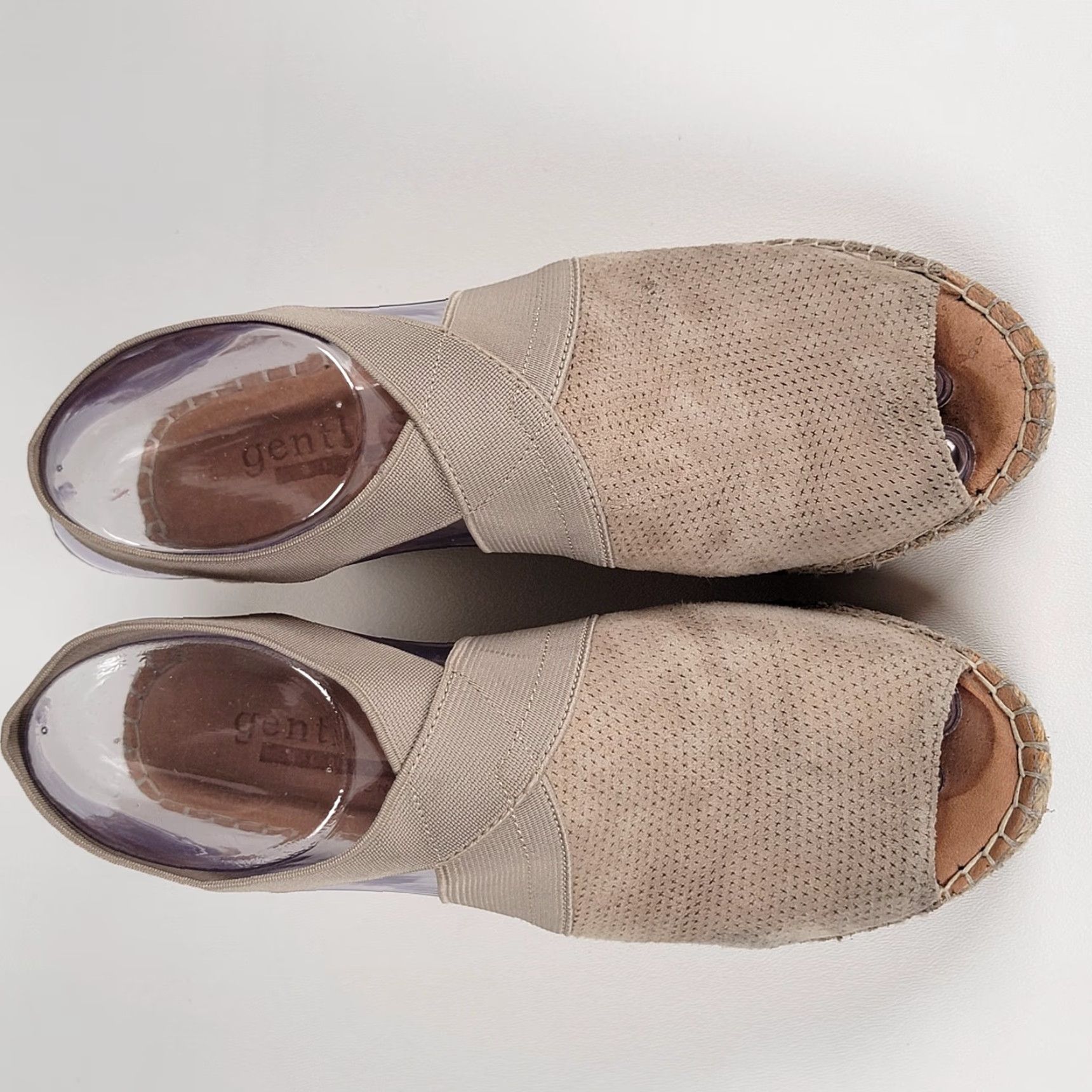 Vintage Gentle Souls by Kenneth Cole Sandal M Womens Espadrille Wedge Beige Leather Buckle Comfort 6/36 Size US 6 / IT 36 - 2 Thumbnail