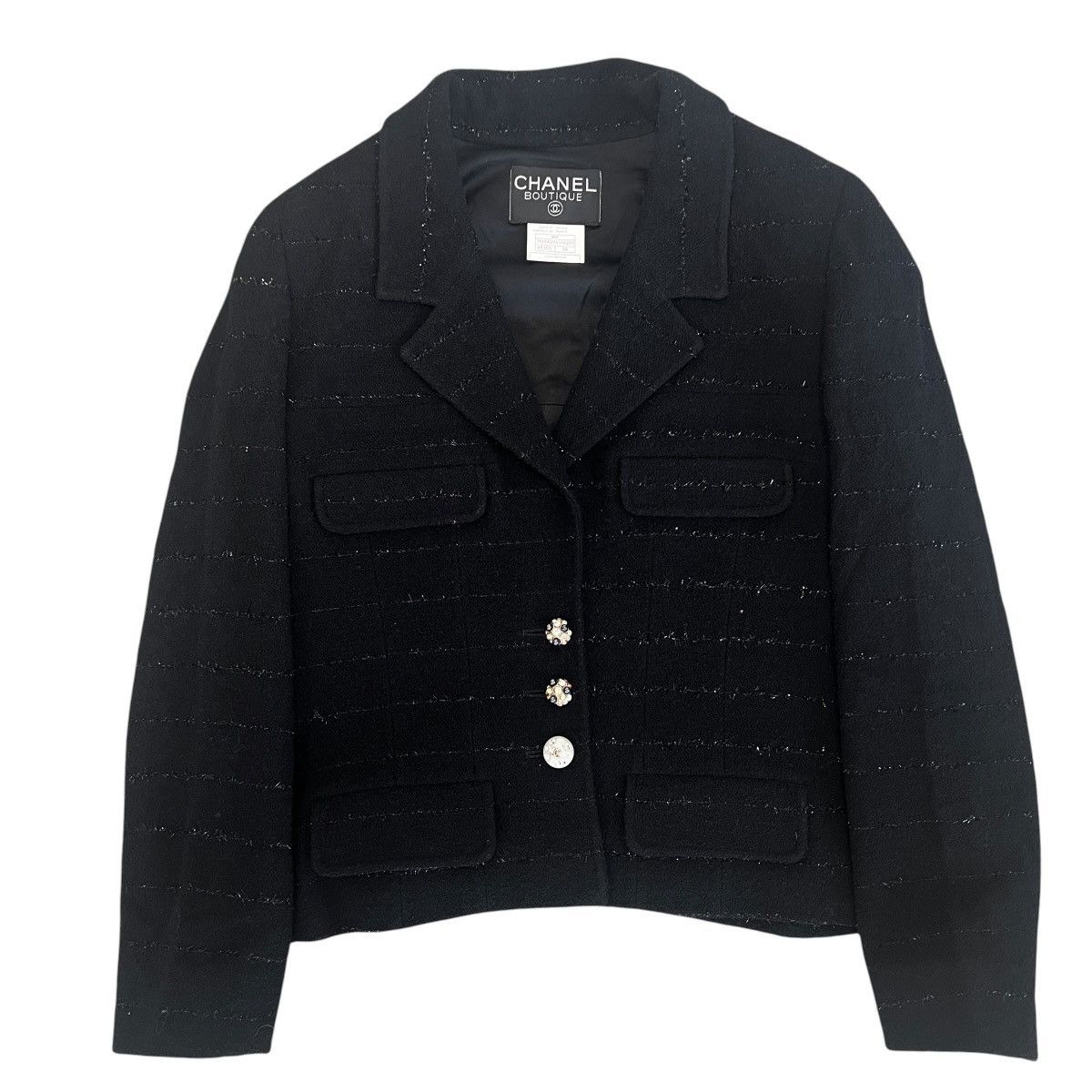 Chanel CHANEL 1995AW BOUTIQUE Black Sequined Tweed Jacket Skirt Set Size S / US 4 / IT 40 - 2 Thumbnail