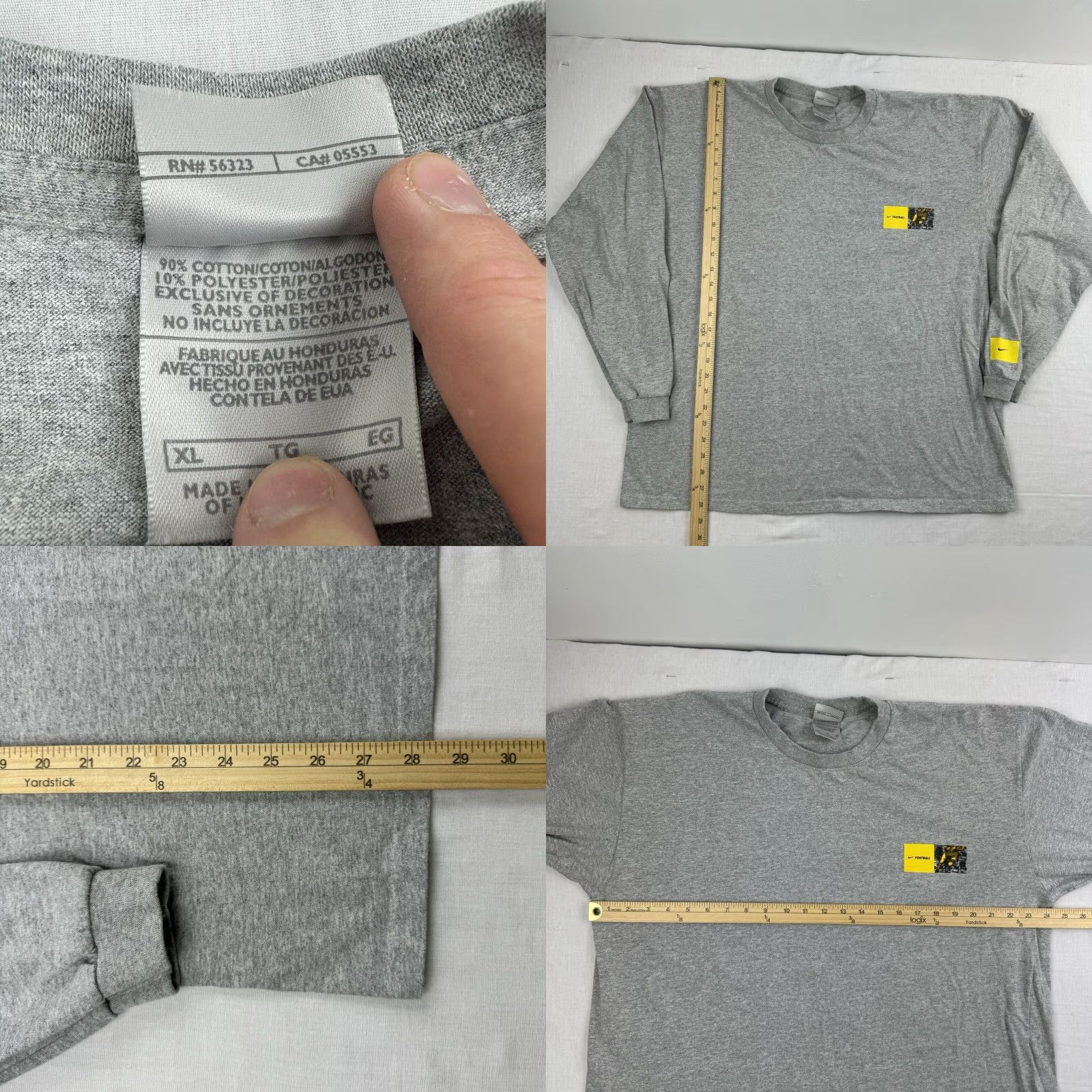 Nike VINTAGE Nike Football Shirt Adult XL Gray Long Sleeve Crew Neck Y2K Sports Mens Size US XL / EU 56 / 4 - 8 Thumbnail