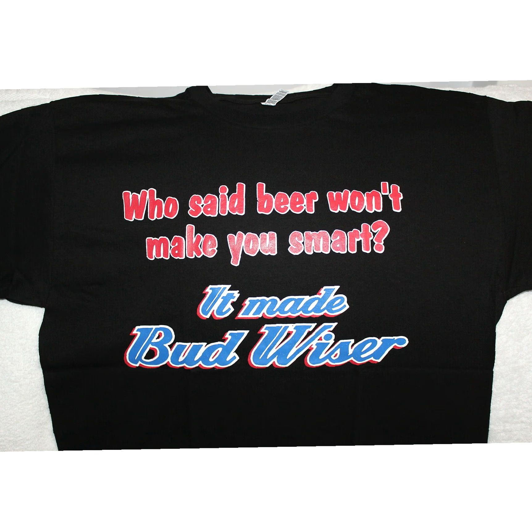 Budweiser Budweiser Parody Graphic Tee Mens Black Beer Funny T-Shirt Large Size US XL / EU 56 / 4 - 2 Thumbnail