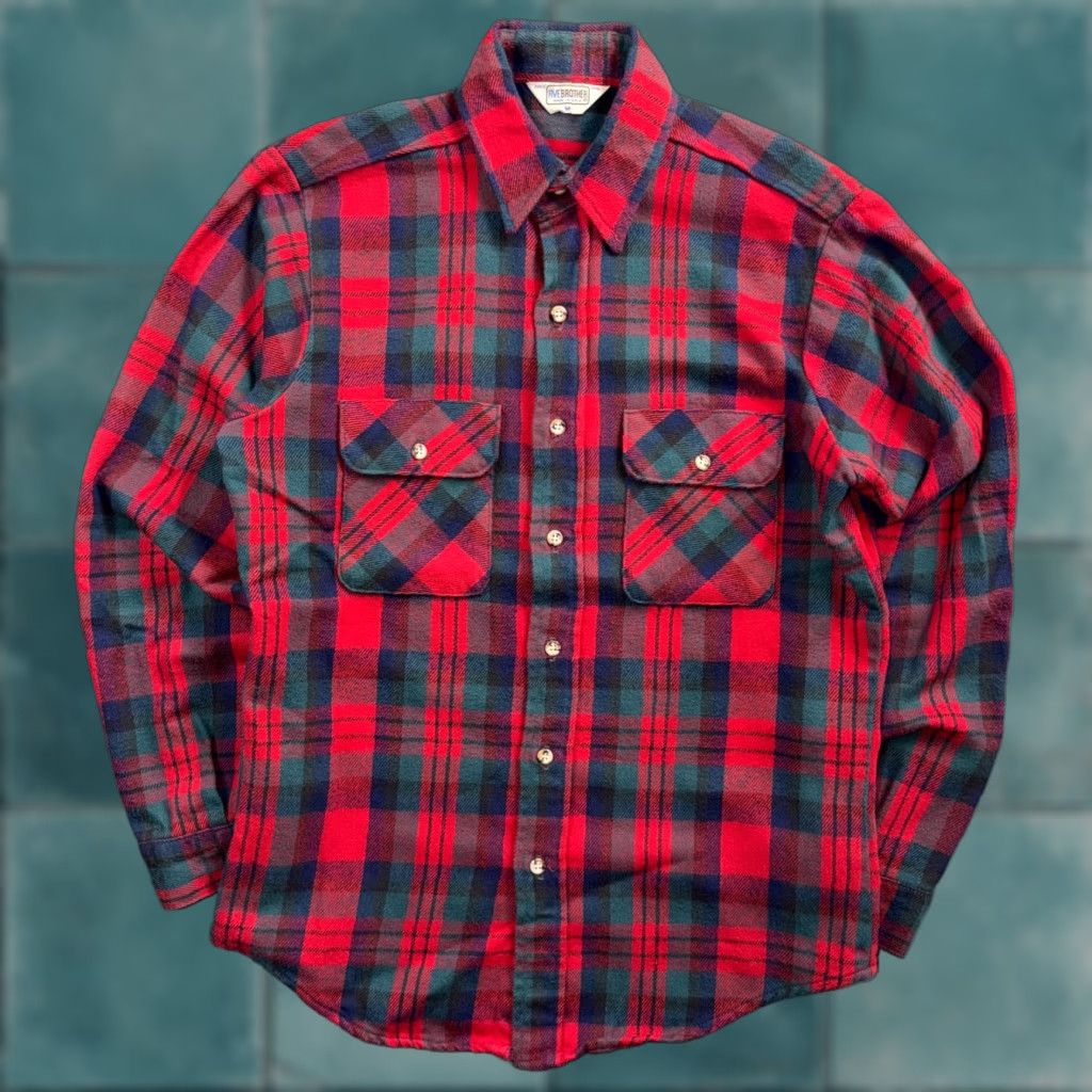 Vintage VINTAGE Five Brother Shirt Mens M Plaid Flannel Shadow Green Red USA 1980s 80s Button-Up Casual Workwear Size US M / EU 48-50 / 2 - 1 Thumbnail