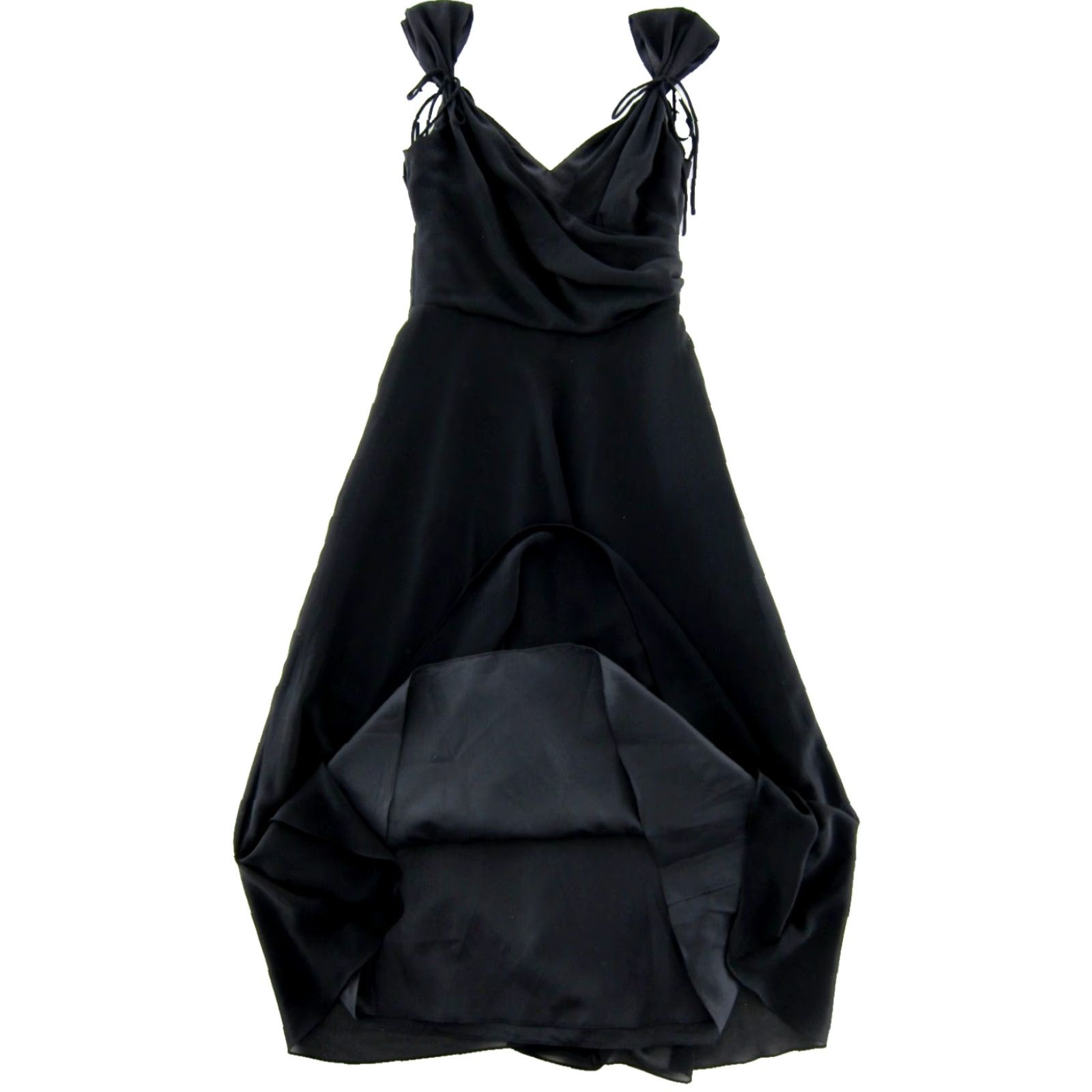 Vintage VINTAGE Dessy Collection Black Chiffon Cap Sleeve Midi Sheath Dress Gown 4 SP Size S / US 4 / IT 40 - 5 Thumbnail