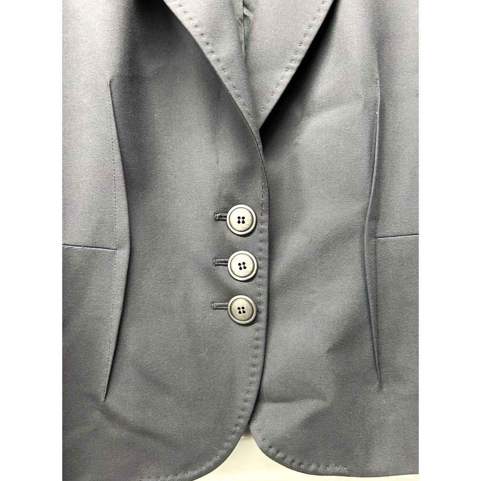 Anne Klein VINTAGE Women AnneKlein Petite Designer Stretch Navy ButtonUp Blazer Suit Jacket 2P Blue Three-Button Peak Lapel Short Sleeve Long Sleeve Size XS / US 0-2 / IT 36-38 - 5 Thumbnail