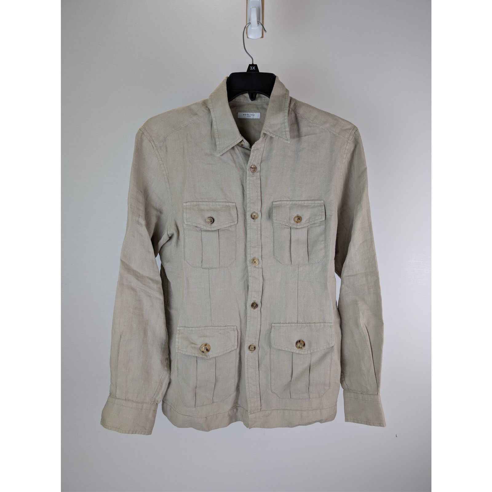 Boglioli o1rshd1 CC20 Button up Shirt with herringbone pattern Beige Size US S / EU 44-46 / 1 - 2 Thumbnail