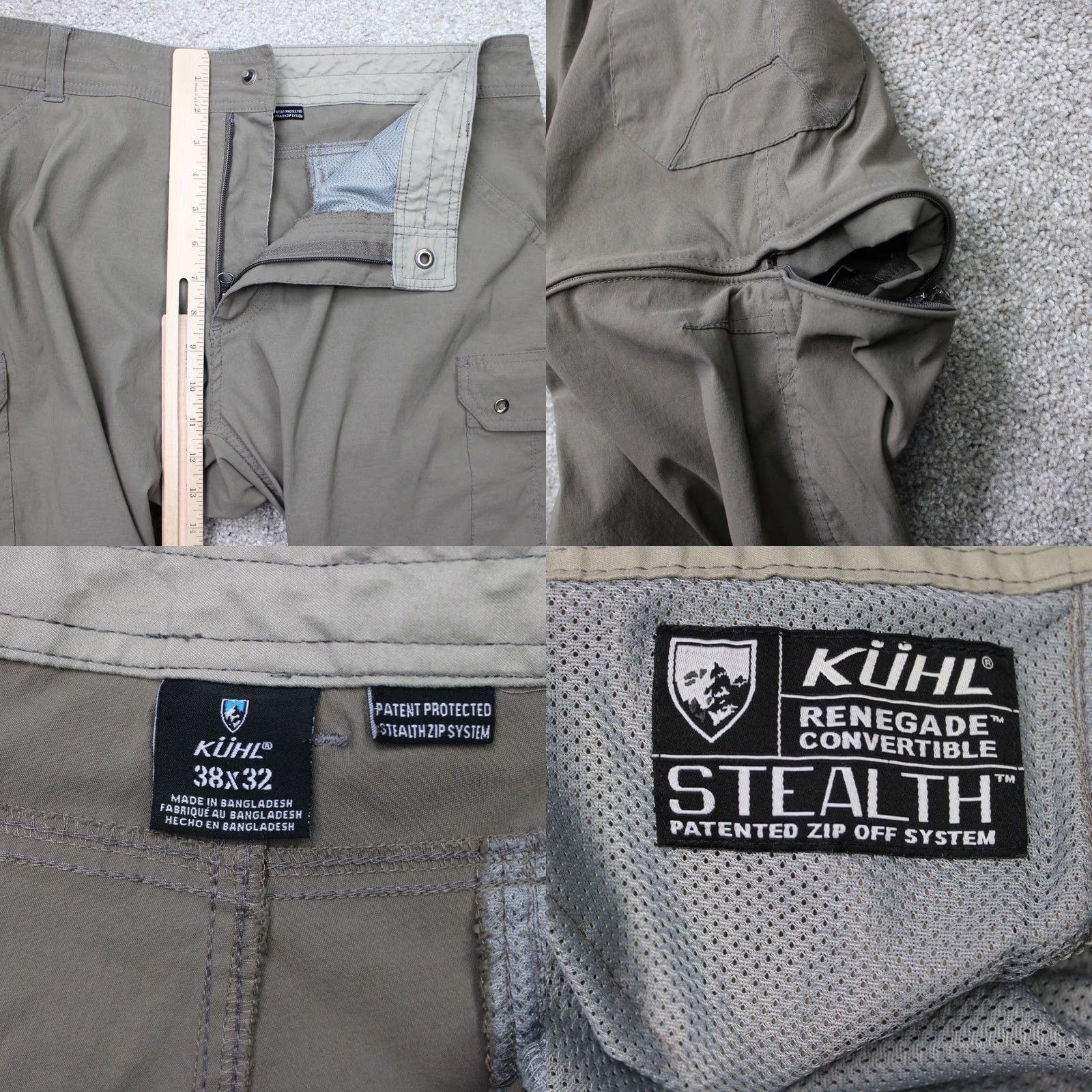 Vintage Kuhl Renegade Mens Pants 38x32 Brown Cargo Convertible Stealth Zip Off Straight Front Regular Rise 95% Nylon 5% Elastane Size US 38 / EU 54 - 9 Thumbnail