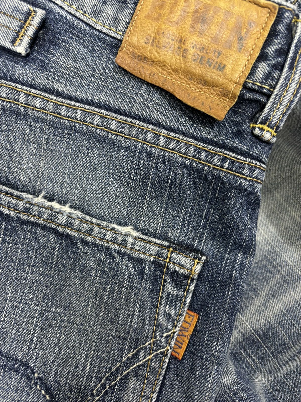 Edwin Vintage Edwin 70s Selvage Buckle Back Distressed Denim Jeans Size US 36 / EU 52 - 12 Thumbnail