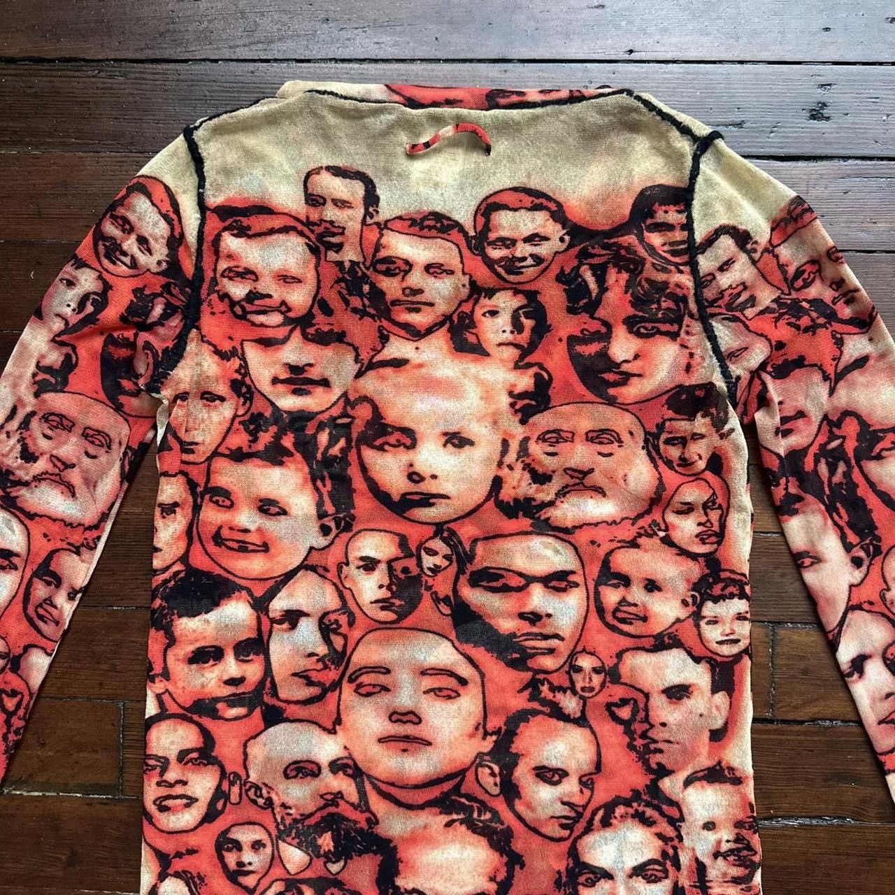 Jean Paul Gaultier JEAN PAUL GAULTIER Vintage Red Face Print Mesh Top Size XL / US 12-14 / IT 48-50 - 8 Thumbnail